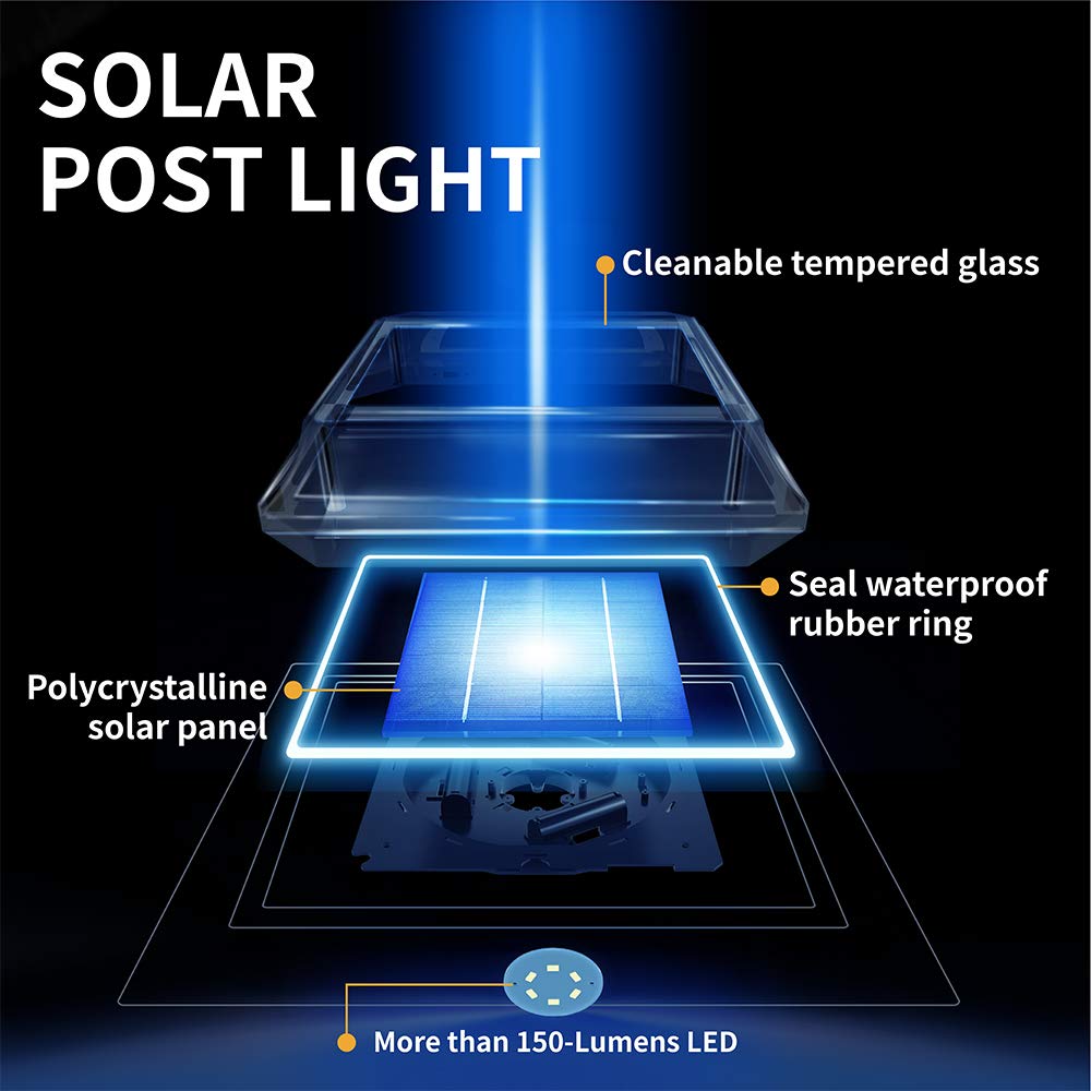 KMC Lighting Solar Lamp Post - Die-Casting Aluminum, 3-inch Fitter Base, Black, Model ST4618Q-A, Outdoor Post Lights