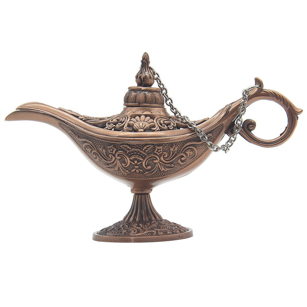 AVESON Classic Vintage Hollow Magic Genie Light Costume Lamp Home Table Decoration & Gift  Small (4.7x1.7x2.9)  Copper
