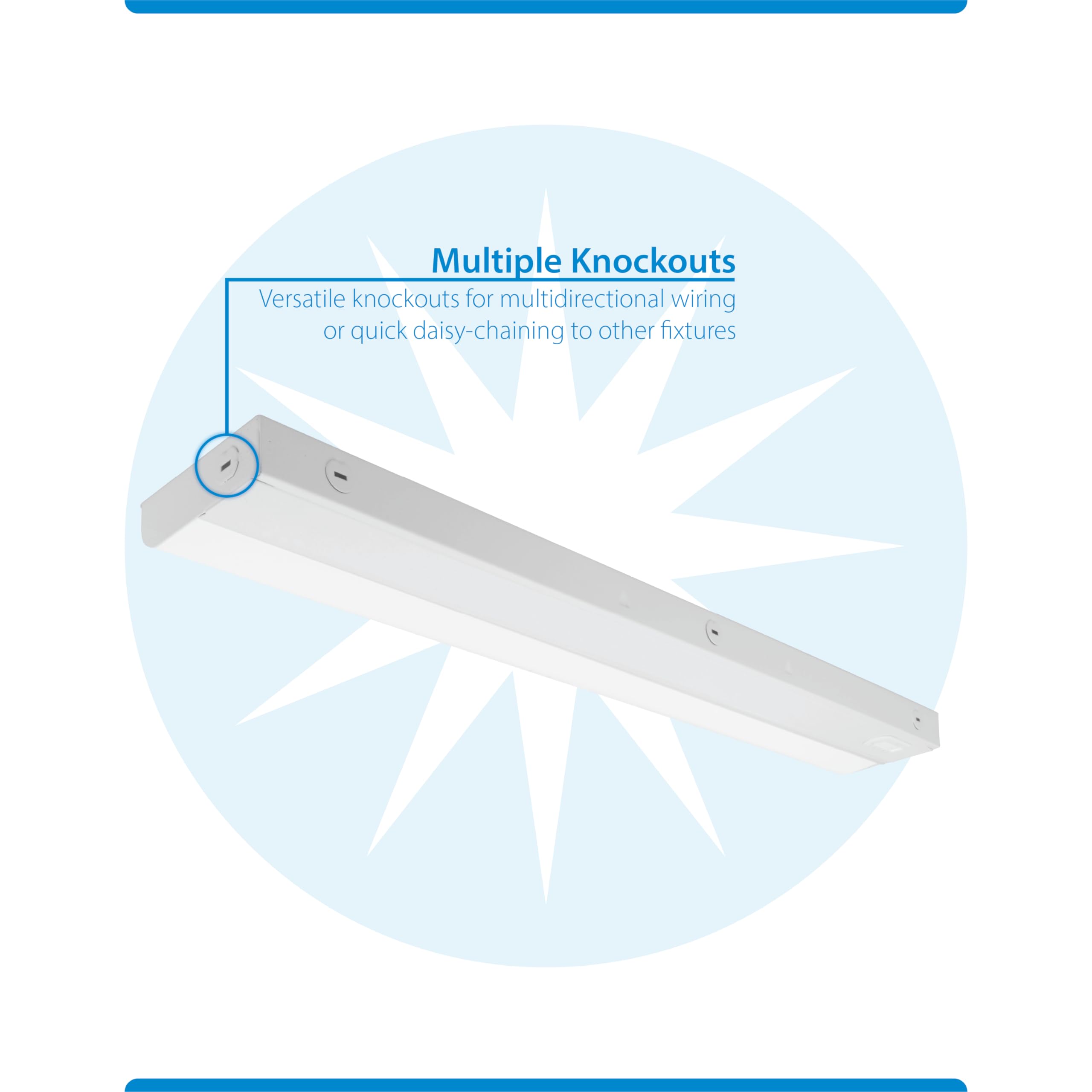 Nicor Lighting 24” Led Direct Wire Under Cabinet Light - Dimmable Undercounter Led Lights For Kitchen - Selectable Cct 2700K-5000K, 612-648 Lumens, 9W - Ucb Series Hardwired Under Cabinet Lighting