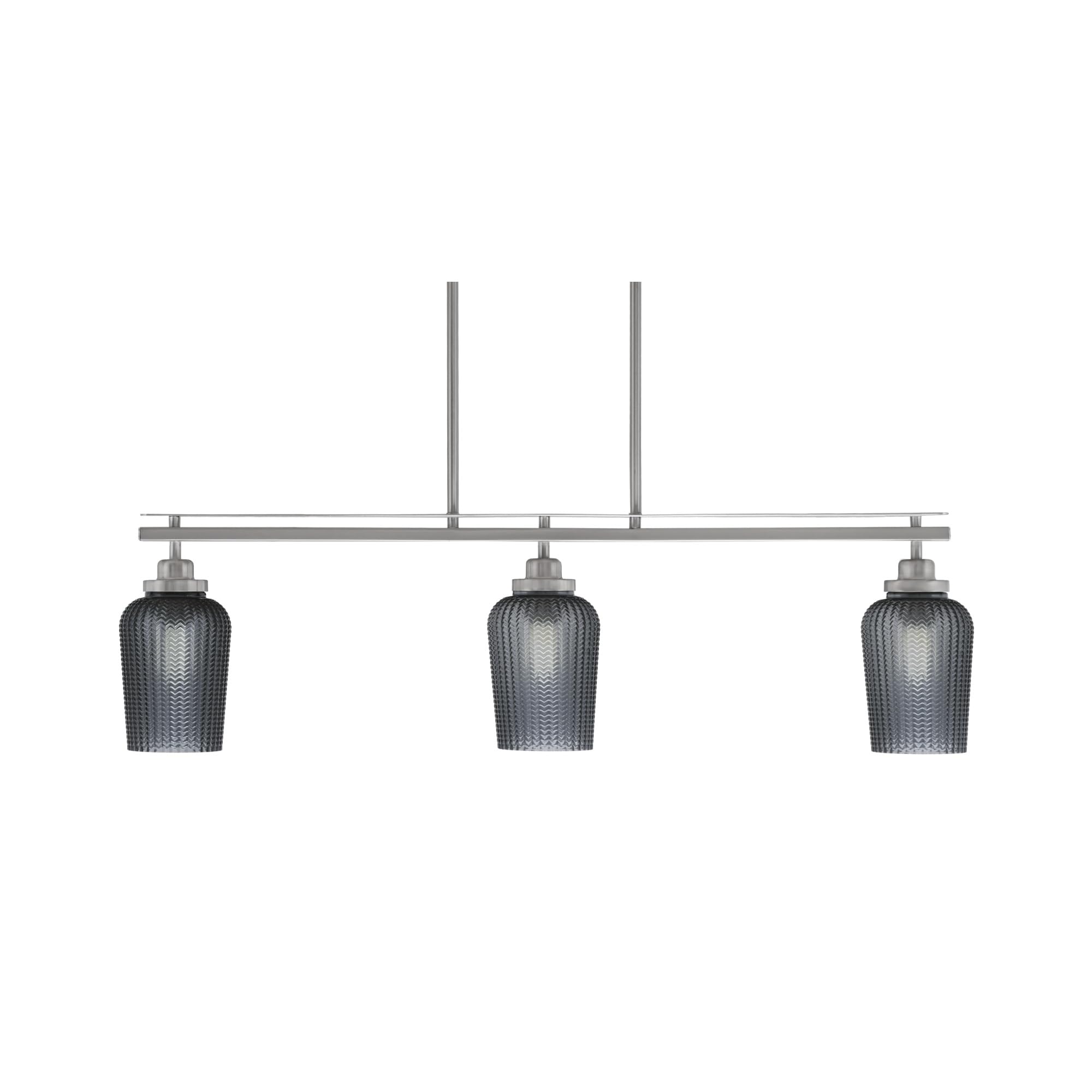 Odyssey 3 Light Isl& Light, Brushed Nickel Finish, 5" Smoke Textured Glass