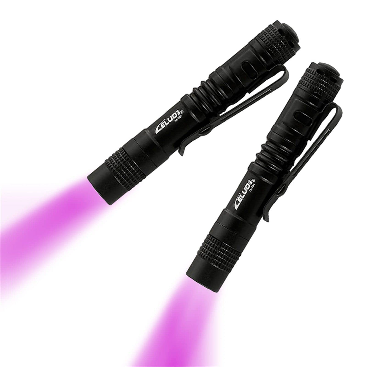 2 Pack Uv Penlight Flashlight With Clip,Mini Led Handheld Tactical Pocket Torch With High Lumens,Blacklight Detector For Money Detector,Pet Urine,Pet Stains And Bed Bug Short1 (Short Purple Light)
