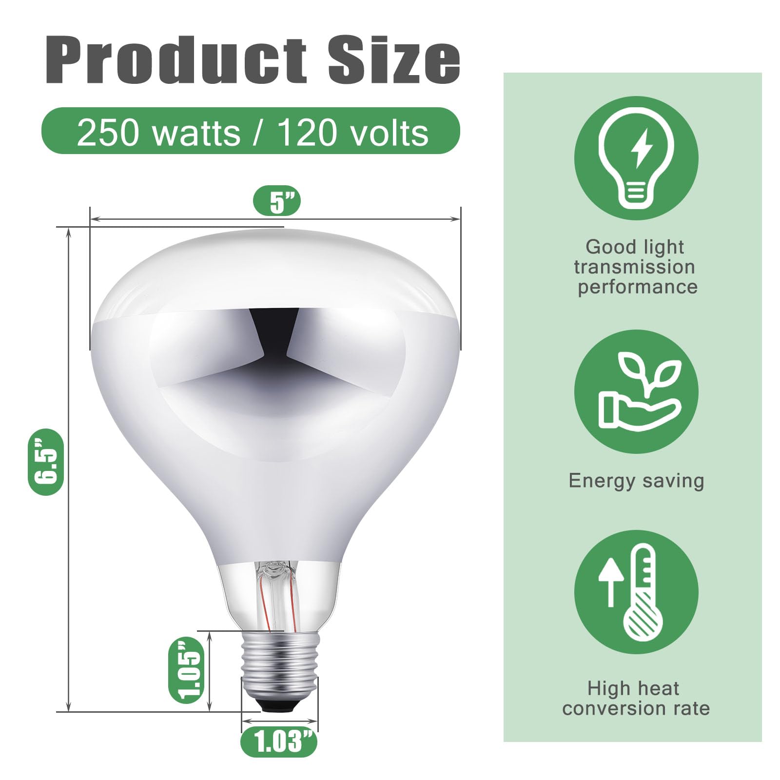 Vihose 12 Pack 250 Watt Heat Lamp 120V R40 Heat Lamp Bulbs Glass Incandescent Light Bulbs Incandescent Heating Lightbulbs For Re
