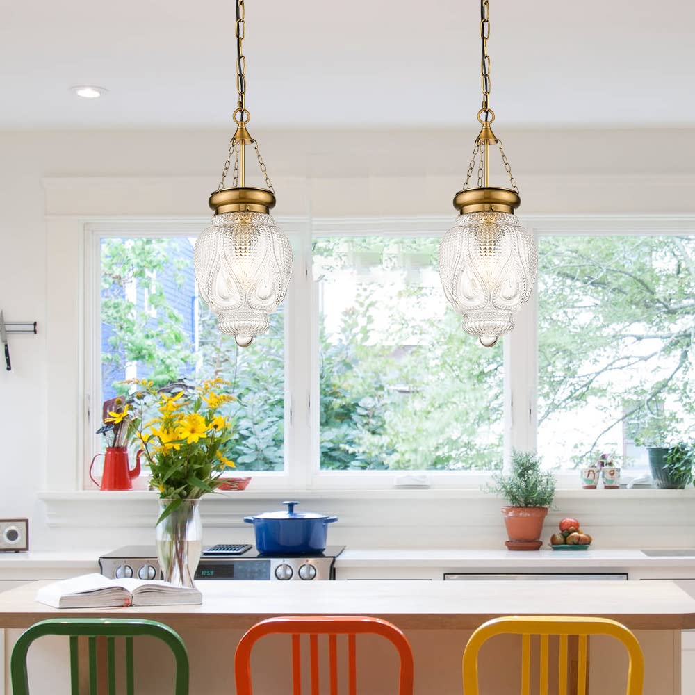 Farmhouse Pendant Light, Vintage Brass Gold Pendant Lights Kitchen Island, Pendant Lighting For Island, Kitchen Island Lighting