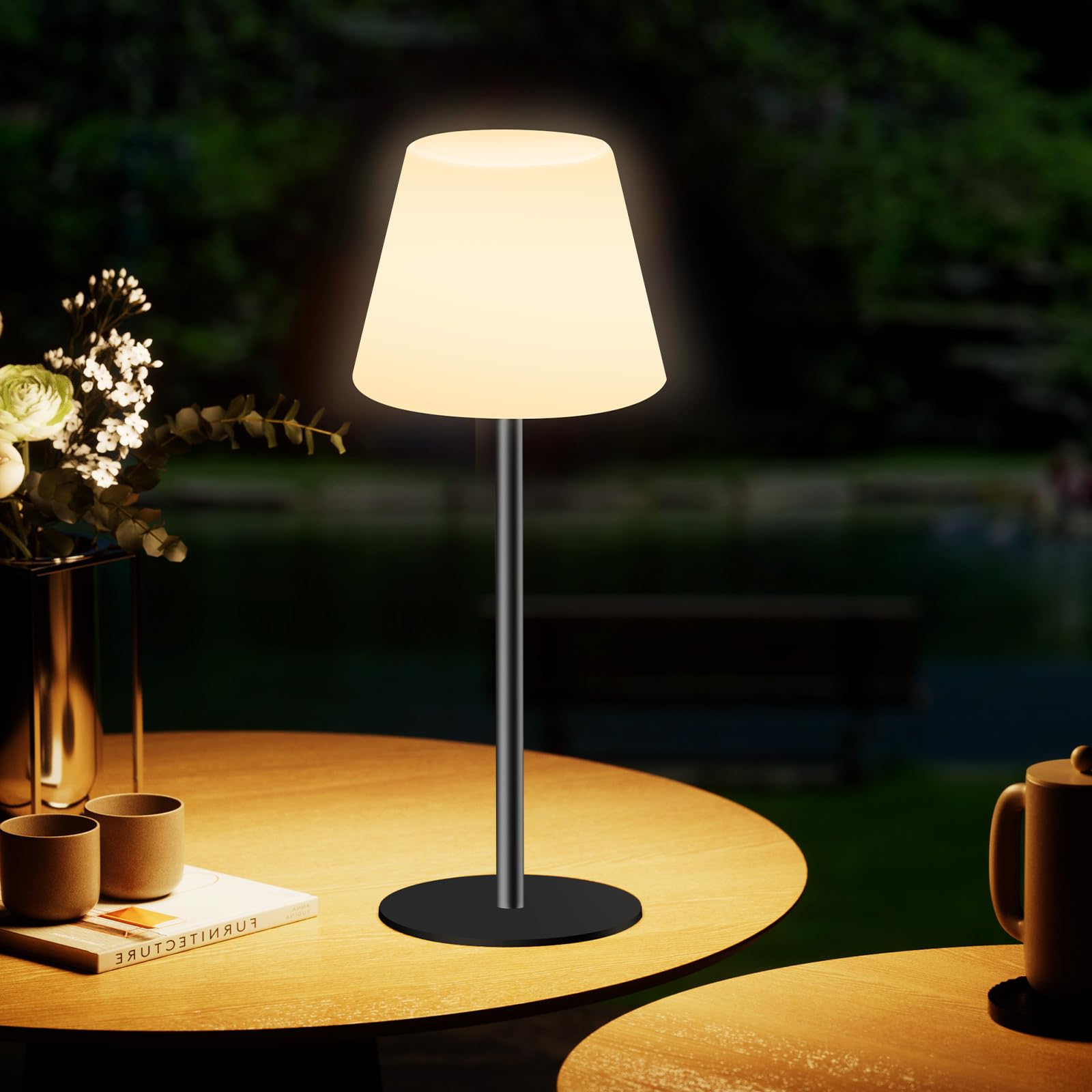 Dansny Outdoor Battery Operated Table Lamp Rechargeable Shower Lamp Waterproof Cordless Table Lamps Rgb And 3000K Dimmable Table