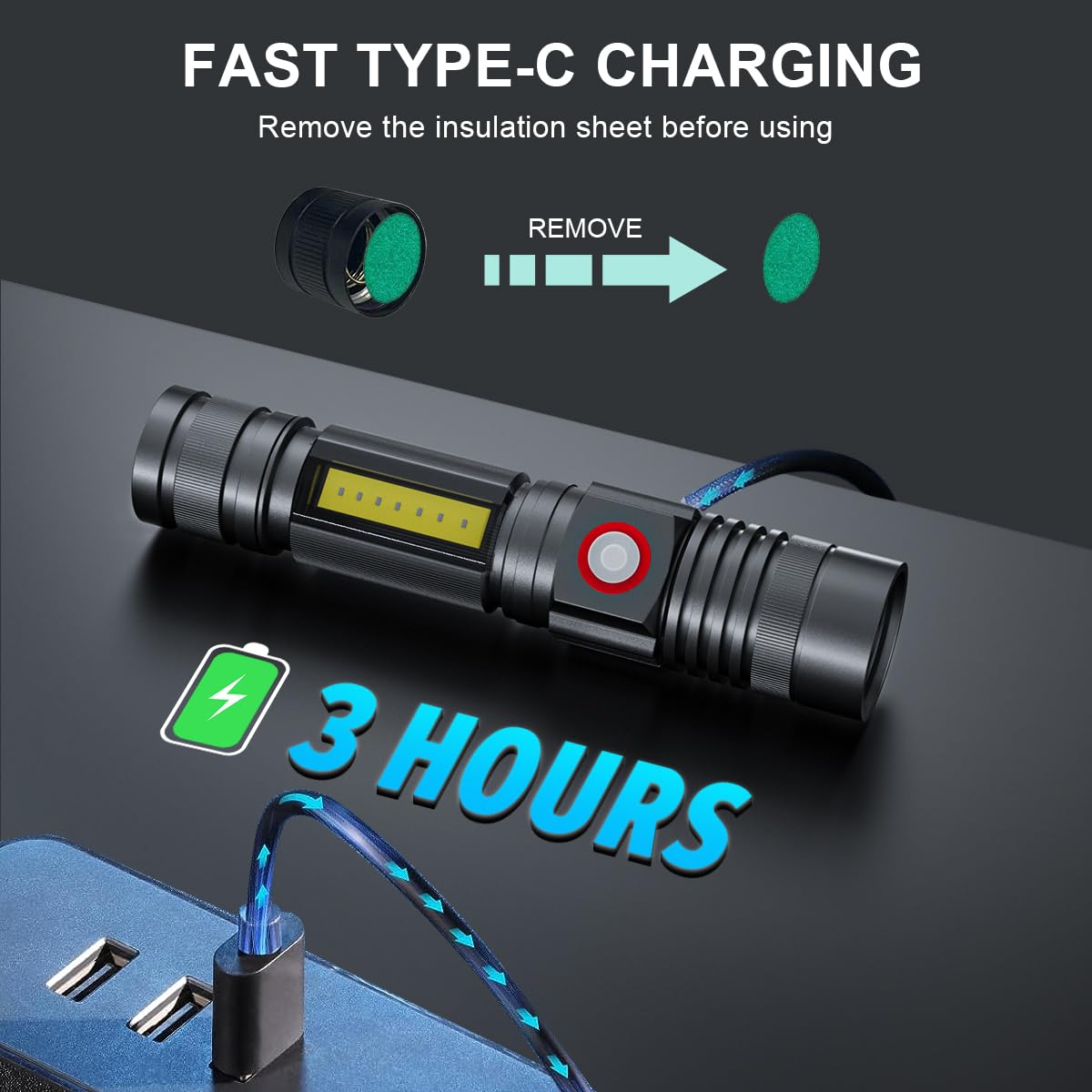 iToncs LED Flashlight 2000 Lumens Rechargeable Waterproof Tactical Flashlights 2 Packs with Bag