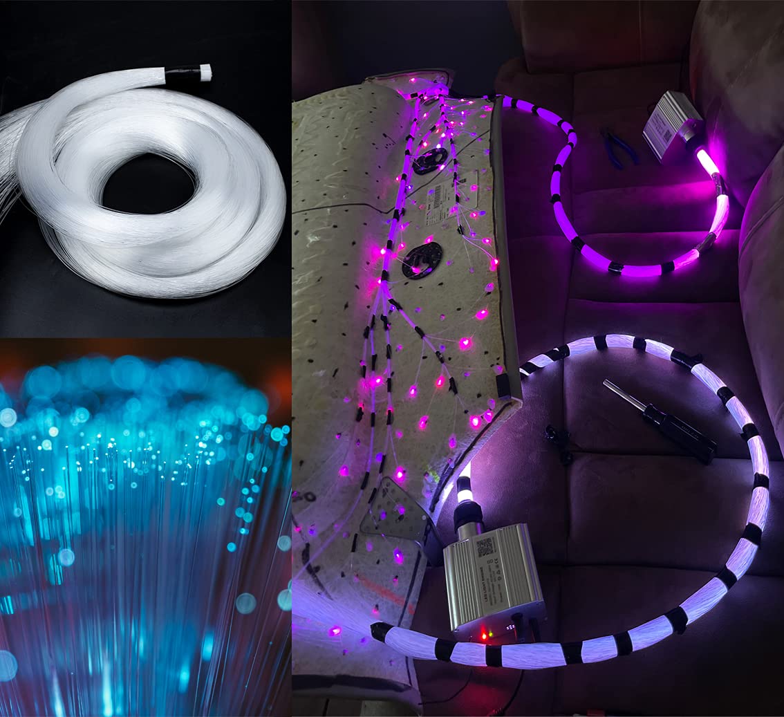 Azimom 10W Rgbw Led Fiber Optic Star Ceiling Light Kit, 300Pcs For Indoor Car Decoration