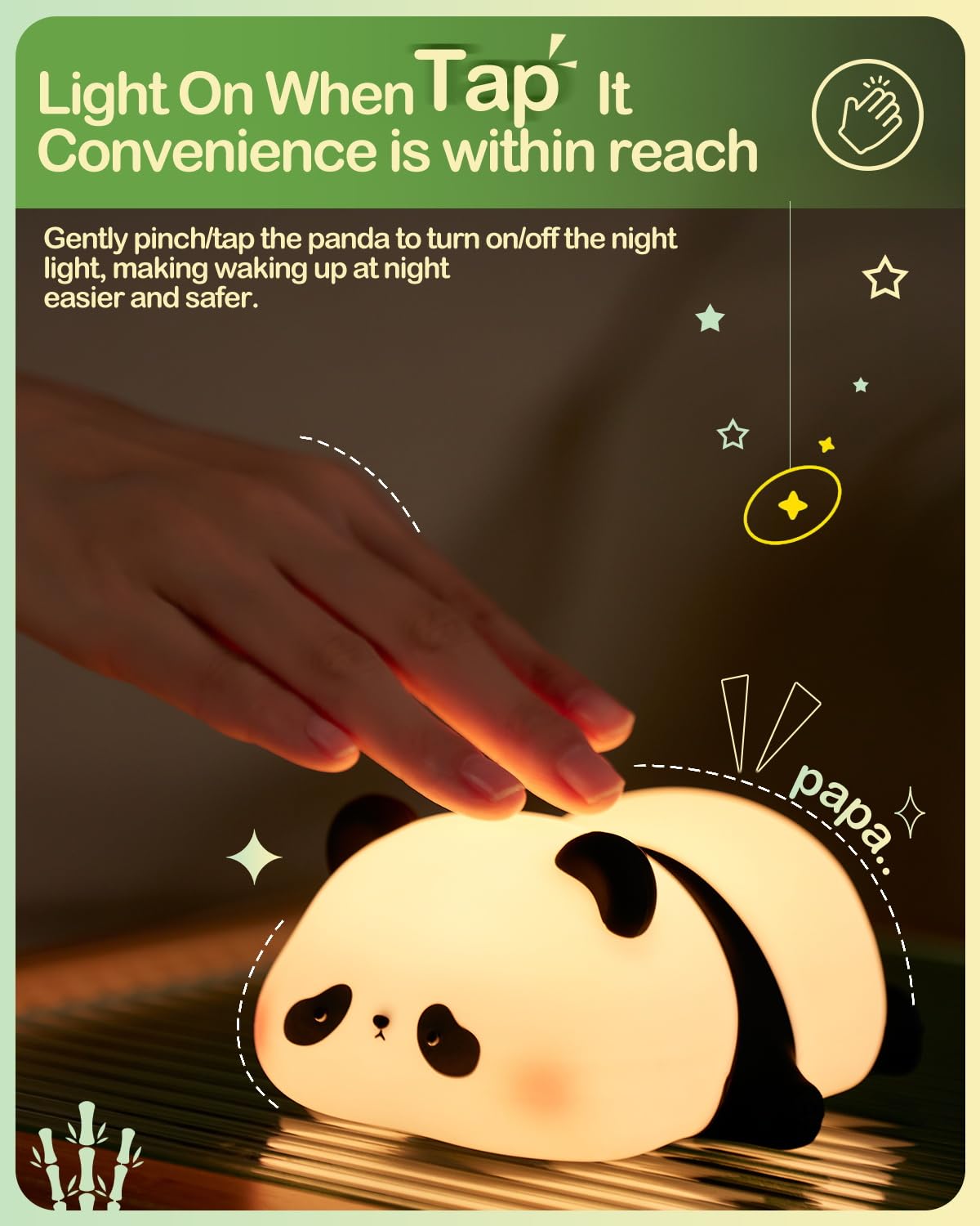 Atsui Cute Panda Night Light, Led Squishy Novelty Animal Night Lamp, Food Grade Silicone 3 Level Dimmable Breastfeeding Nursery Nightlight For Room Decor, Cute Gifts Stuff For Boys Girls Baby Children