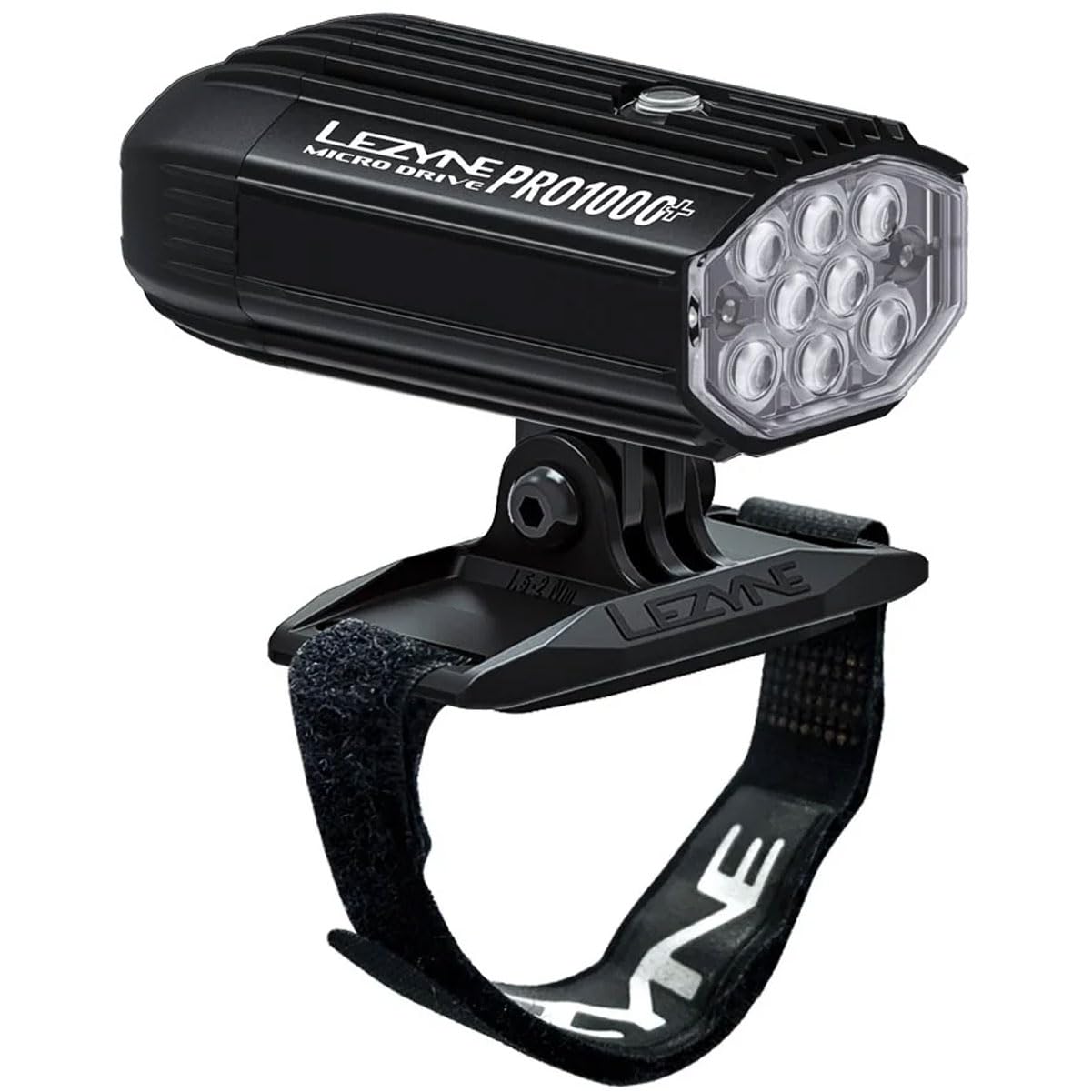 LEZYNE Helmet Micro Drive Pro 1000+ Bicycle Front Light, White LED, 1000 Lumens, Black Aluminum Housing, Road, Mountain, Gravel 