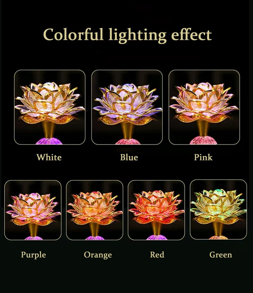 Omeet Colorful LED Lotus Lamp - 13 Buddhist Songs, Golden ABS, Eco-Friendly, Model OMNL078F, Perfect for Worship and Display