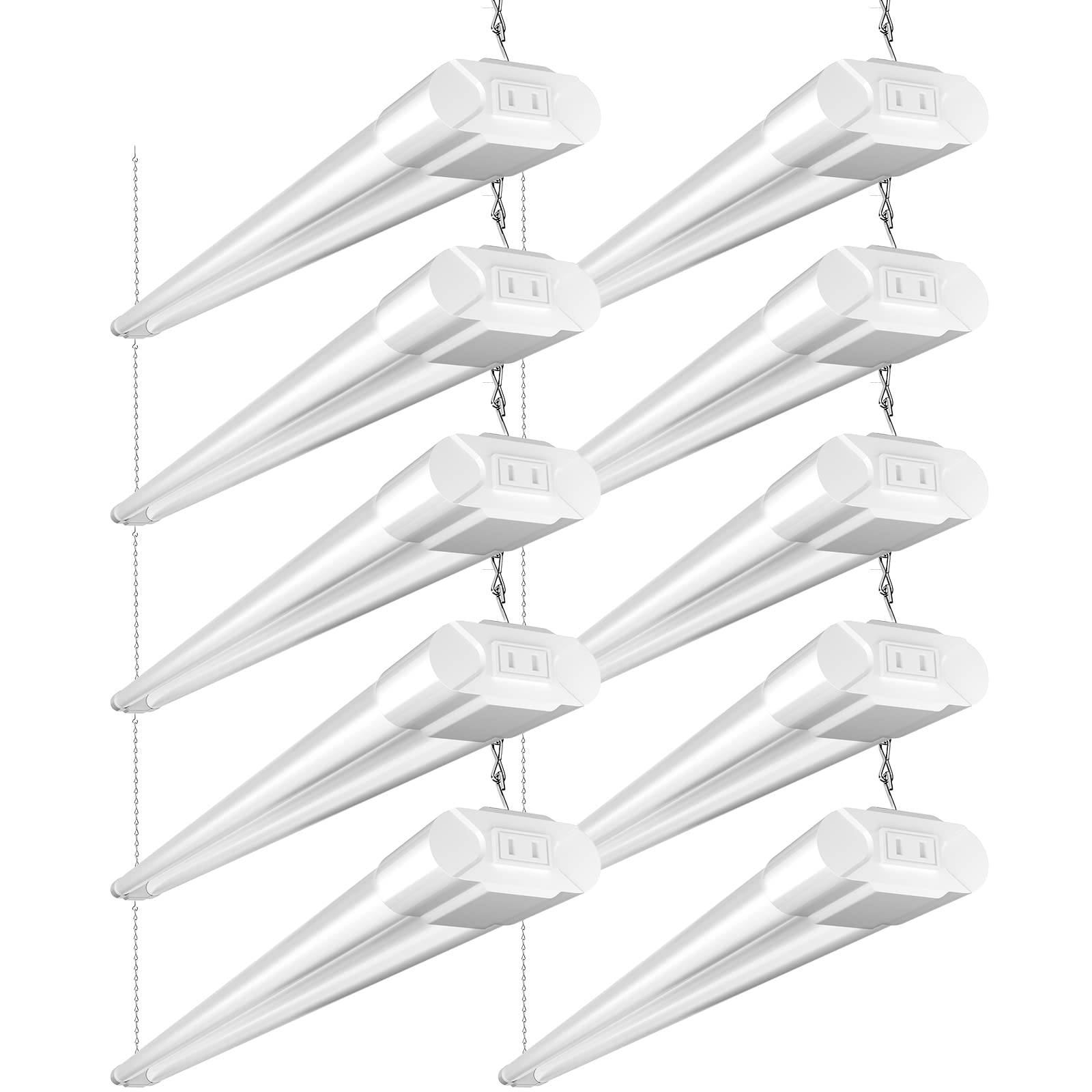 BBOUNDER 10 Pack Linkable LED Utility Shop Light, 4 FT Integrated Fixture for Garage, 40W Equivalent 250W, 5000K Daylight, Surfa