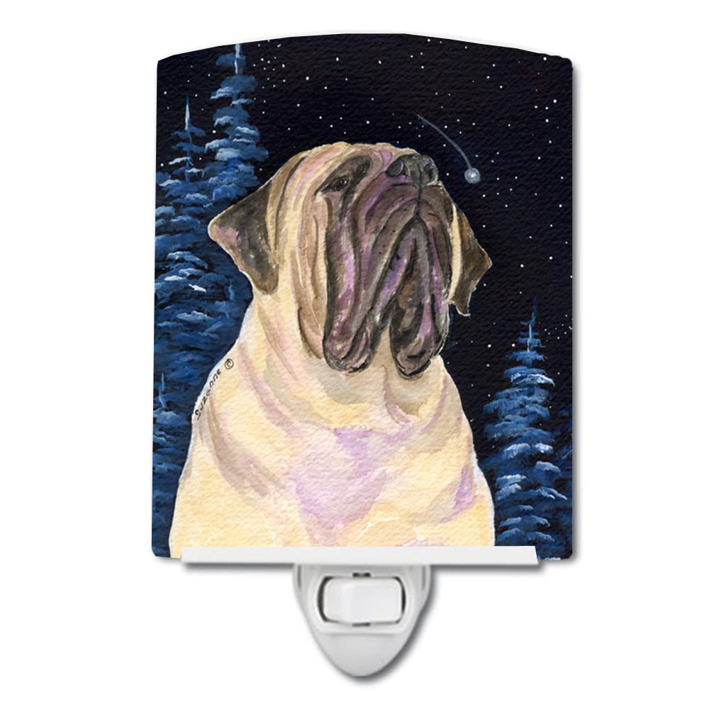 Carolines Treasures Ceramic Night Light, Starry Night Mastiff, UL-Certified, 6x4x3 inches, Multicolor, Model SS8448CNL