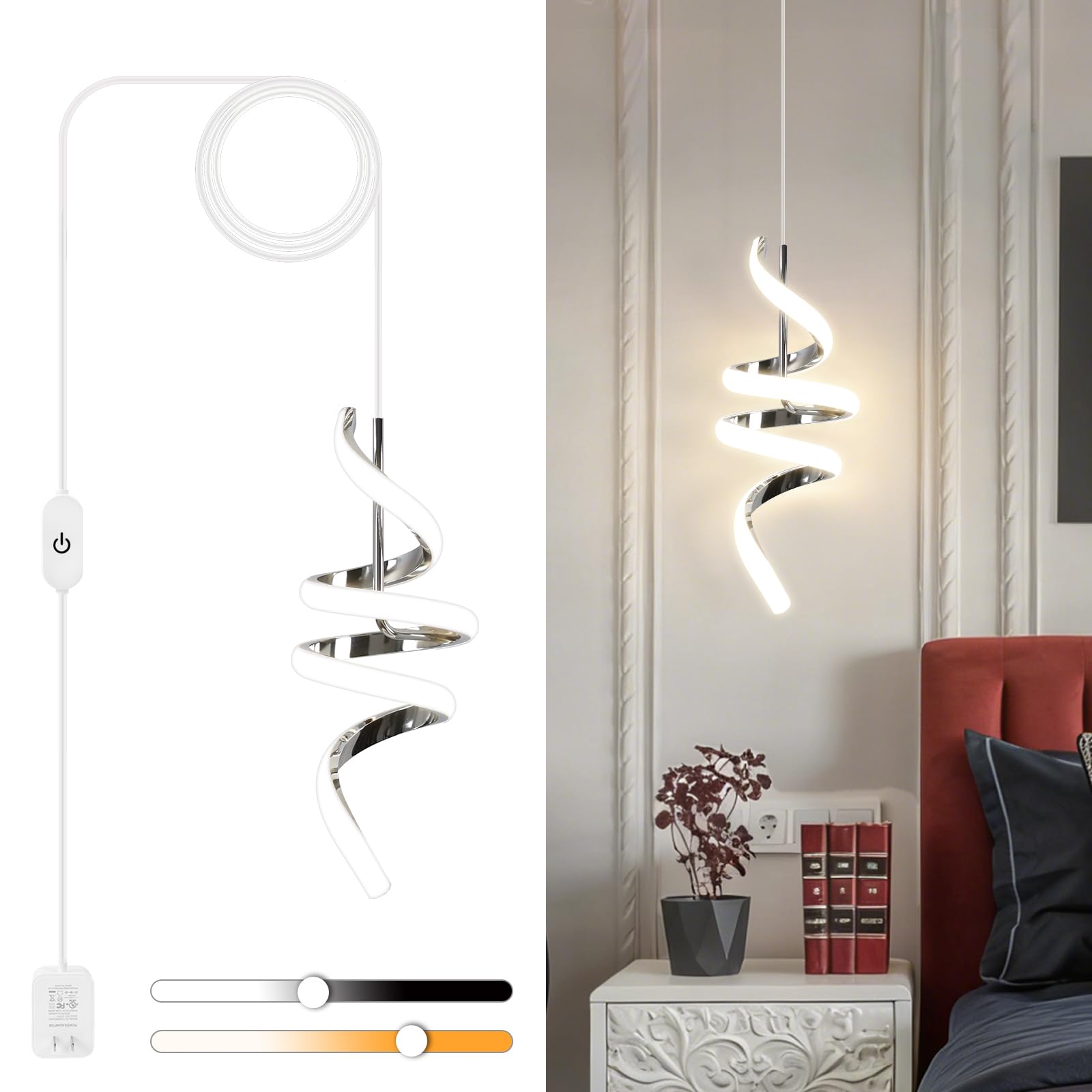 Sovinzert Modern Led Pendant Light Fixtures Pendant Lights Kitchen Island Lighting Adjustable Height Chrome Hanging Lamp