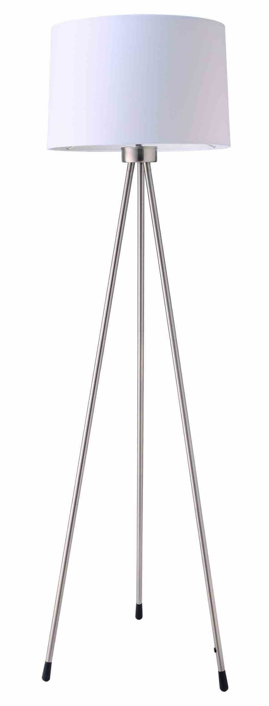 Ore International Three Legged Floor Lamp, White Metal, 59&quot; - Stylish Home Lighting