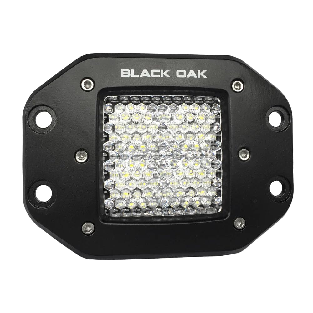 Black Oak 2&quot; Flush Mount Led Pod Light - Flood Optics - Black Housing - Pro Series 3.0