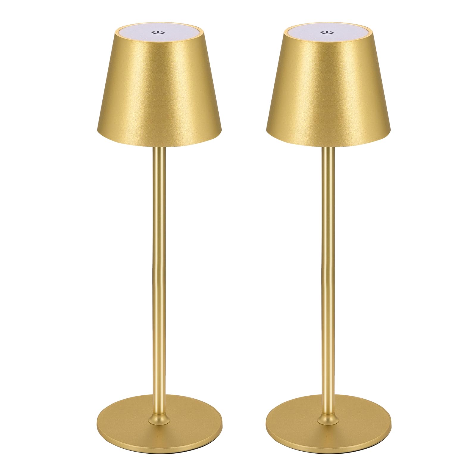 BGFHome Cordless LED Desk Lamp, 5000mAh Rechargeable, Touch Control, Minimalist Design, 2 Pack, Gold, Model 2p-Gold