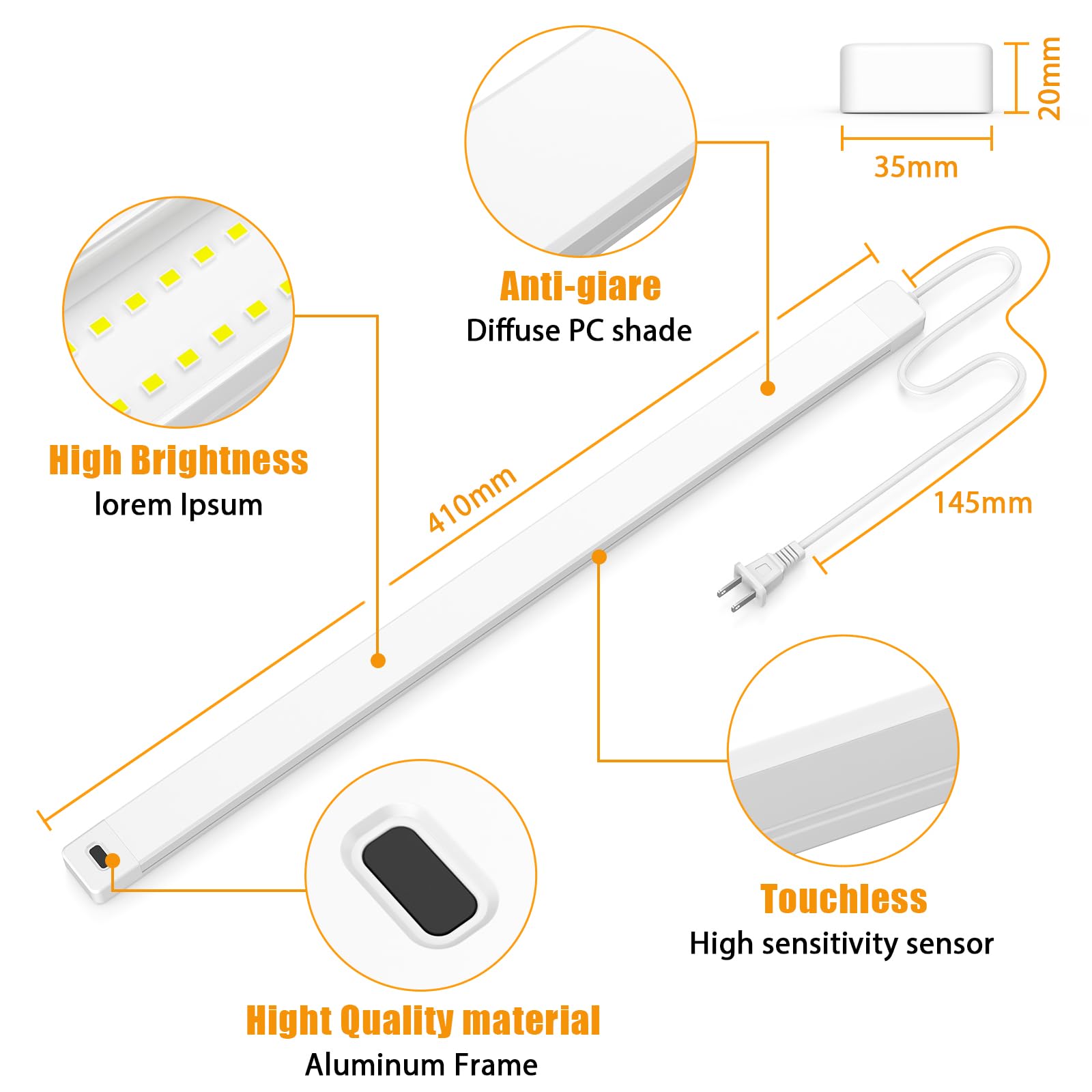 2Pcs Hand Wave Under Cabinet Lights, 16'' Under Counter Lighting With Dimmable And 4000K Natural White,Plug And Play,Led Lights