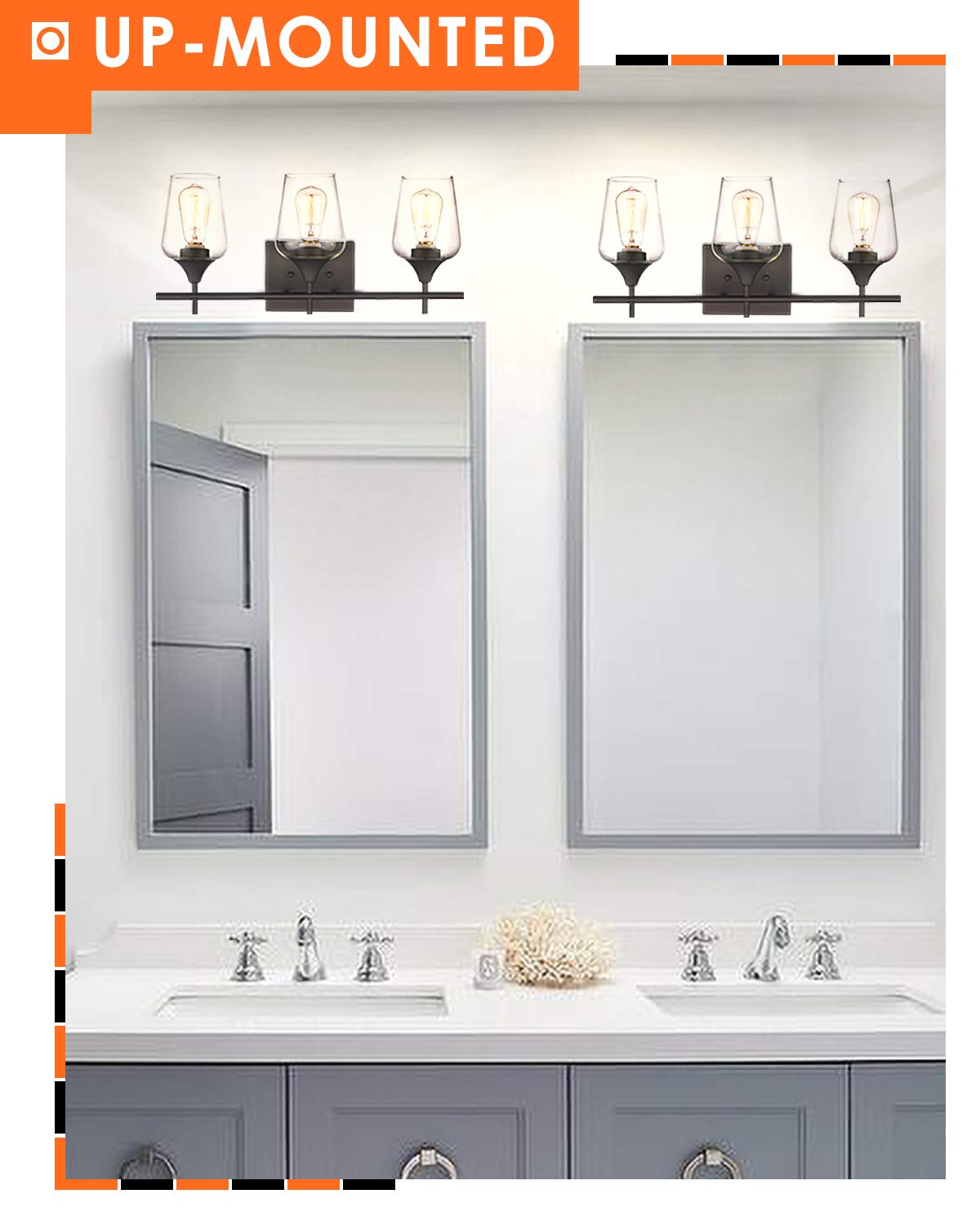 Osimir Bathroom Lighting Fixtures Over Mirror, 21 Inch 3-Light Oil Rubbed Bronze Vanity Light, Model WL9167