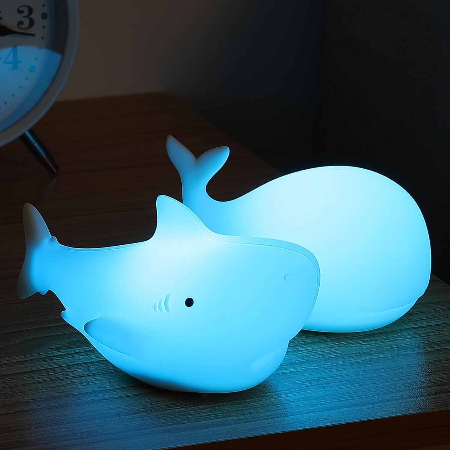 LOVERUIS Cute Whale Night Light Kids - Nightlight for Children Shark Night Lamp Light Birthday Halloween Christmas Gift with 7 Colors Changing