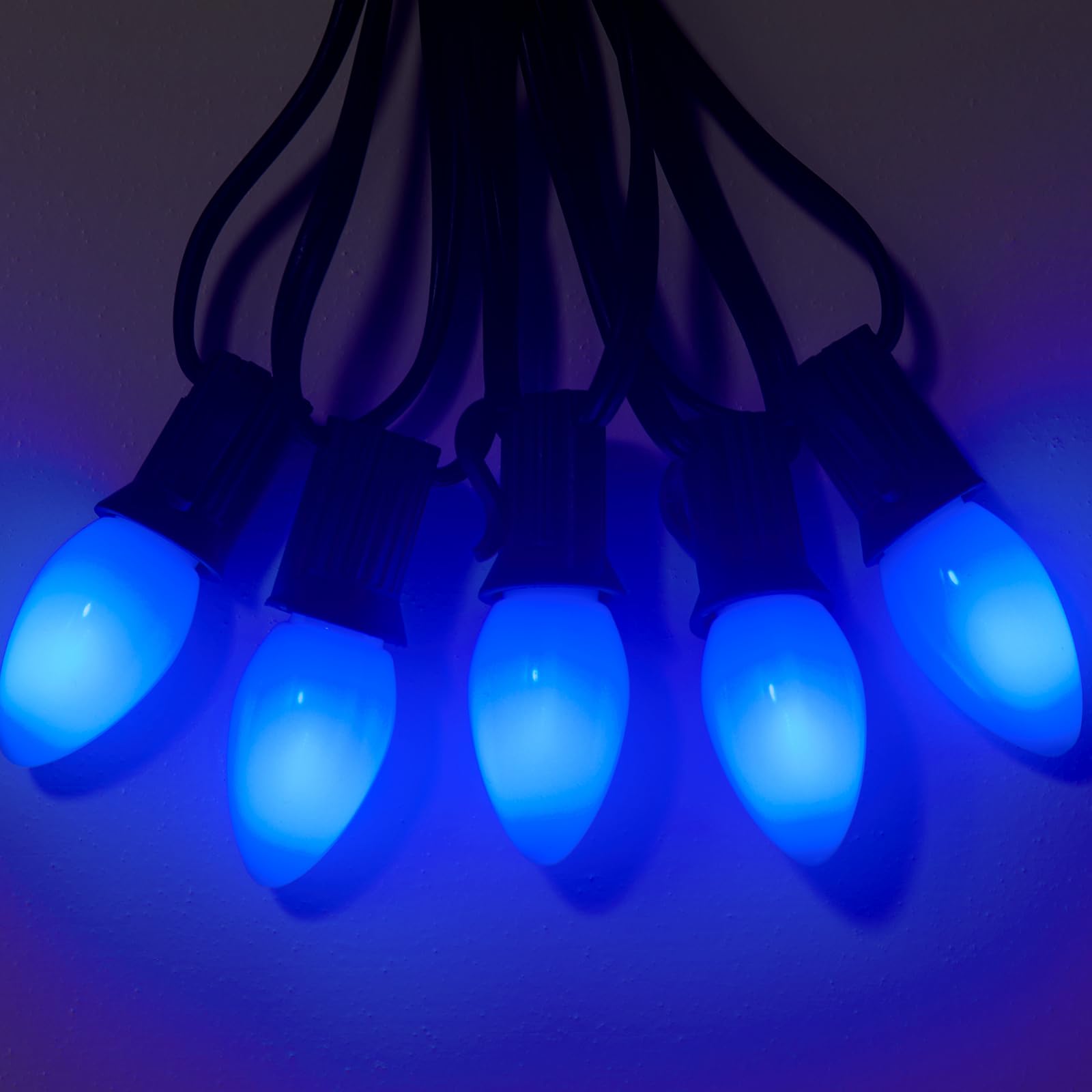 25 Pack C7 Led Christmas Lights Bulb Replacement Light Bulbs Blue Commercial Light Bulbs, C7/E12 Candelabra Base Fits C7 Christm
