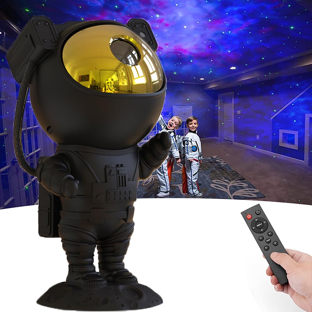 Sfour Star Projector Led Lamp - Galaxy Night Light, Astronaut Design, Black Gold, Remote & Timer, Ideal For Kids & mature-themeds, Model A-S-123