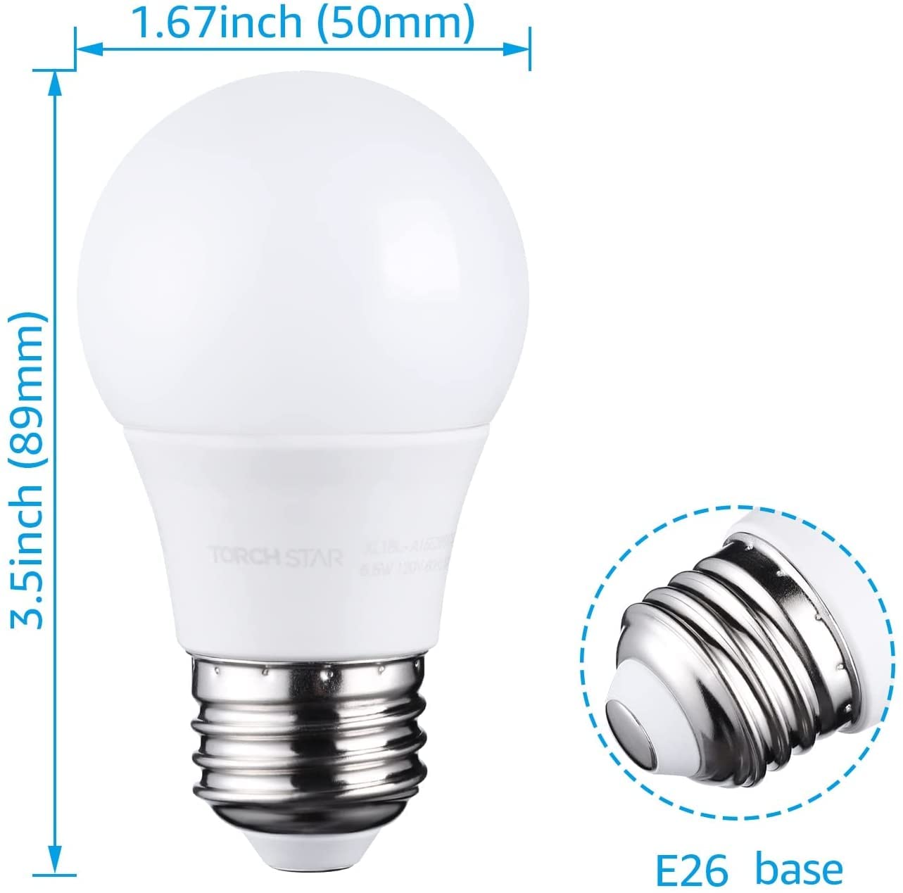 Torchstar 5.5W A15 Led Bulbs 40 Watt Equivalent Dimmable, 3000K Warm White, E26 Medium Base, G45 Bulb Shape, Led Light Bulb For