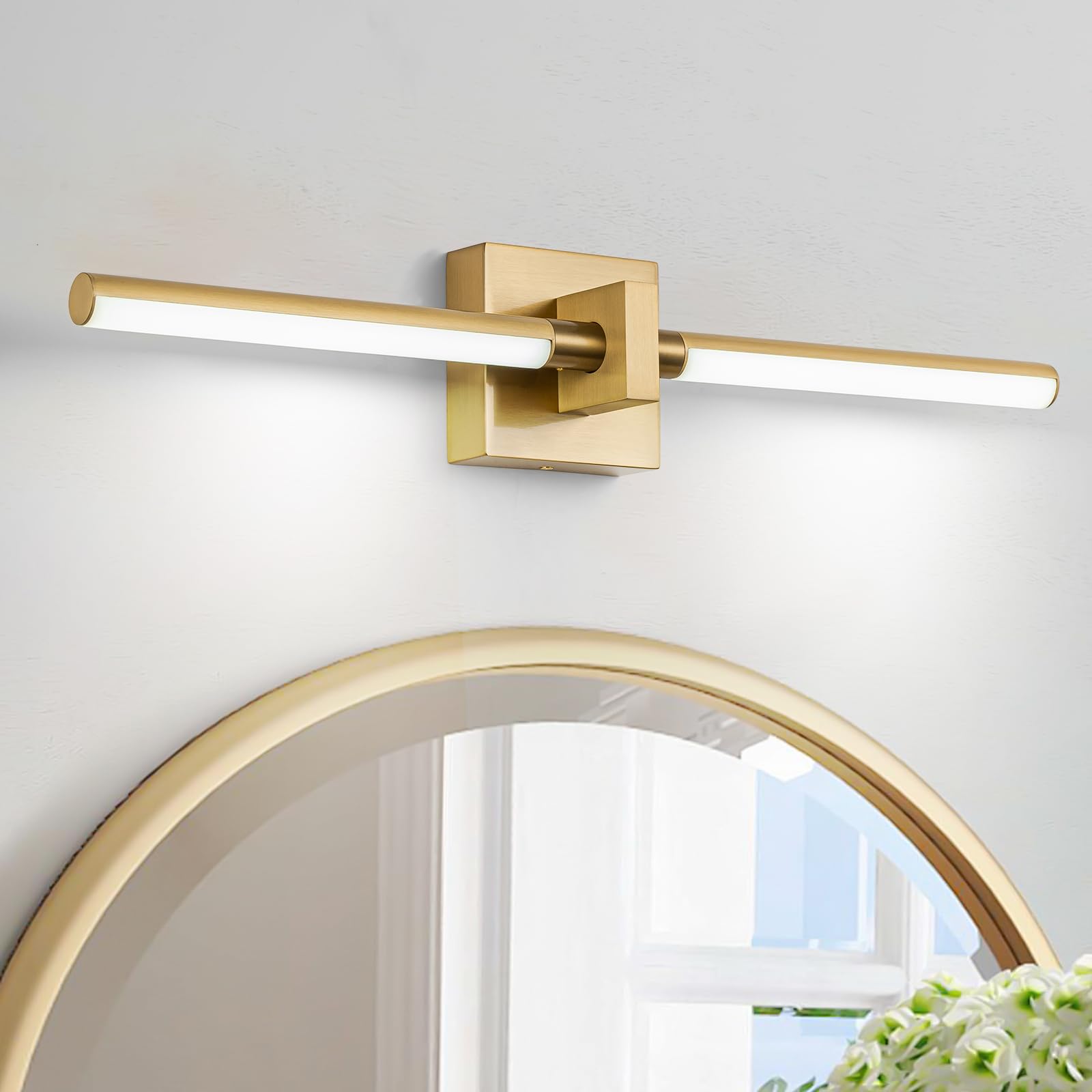 Edislive Modern Dimmable Led Vanity Light 360 Rotatable Bathroom Vanity Wall Lighting Fixtures  23.2 In Mirror Wall Sconce Fixtures For Bathroom Bedroom Makeup Living Room 6000K(Gold)