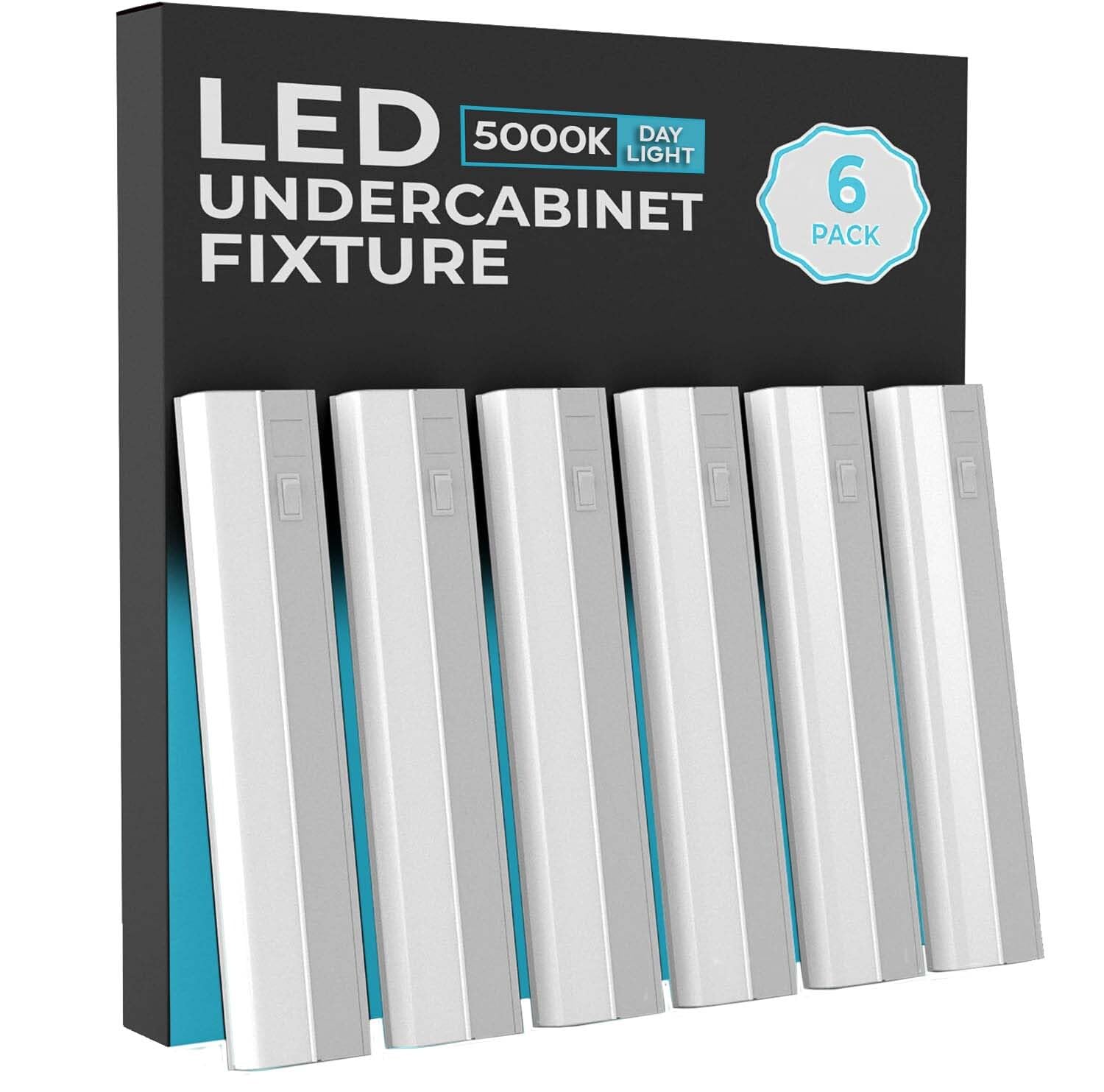 harrrrd 6 Pack Hardwired LED Under Cabinet Lighting - 16W, 24in, Dimmable, Metal, 5000K Daylight