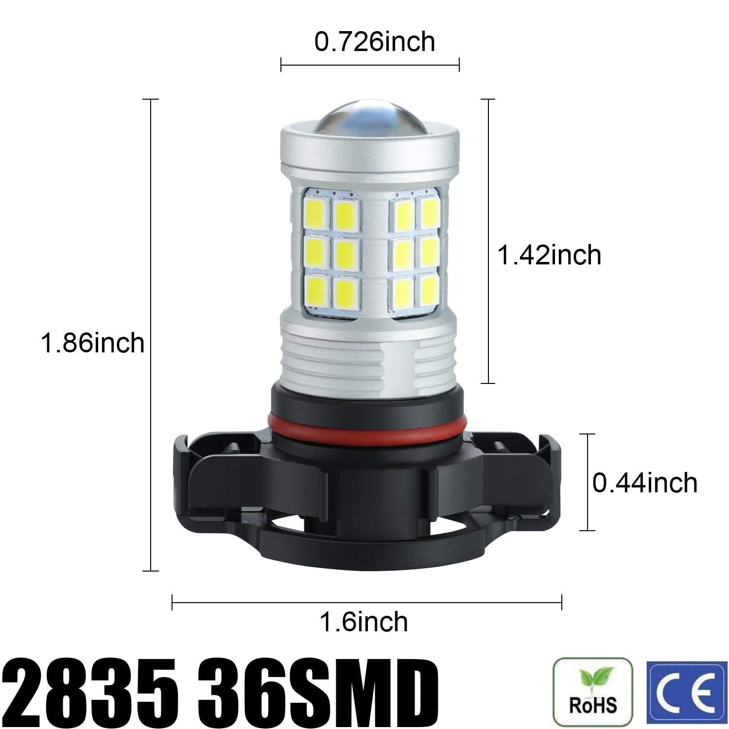 Kisled Super Bright 3000Lm 2504,Psx24W,12276 Led Fog Lights Bulbs Drl High Power 2835 Chips With Projector Lens Replacement For