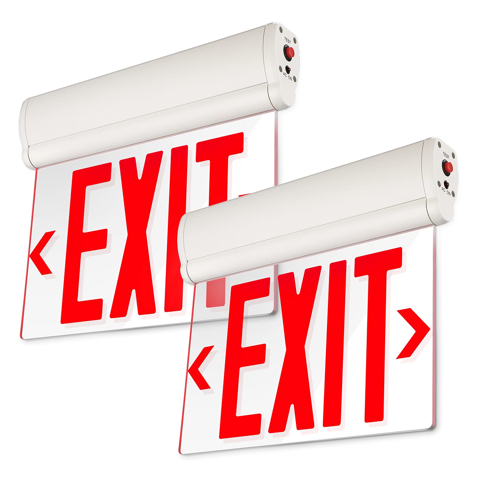 LEONLITE Red Emergency Exit Sign, UL 924, LED Edge Lit Exit Sign, Hardwired Exit Lights with Battery Backup, Double Sided, Rotat