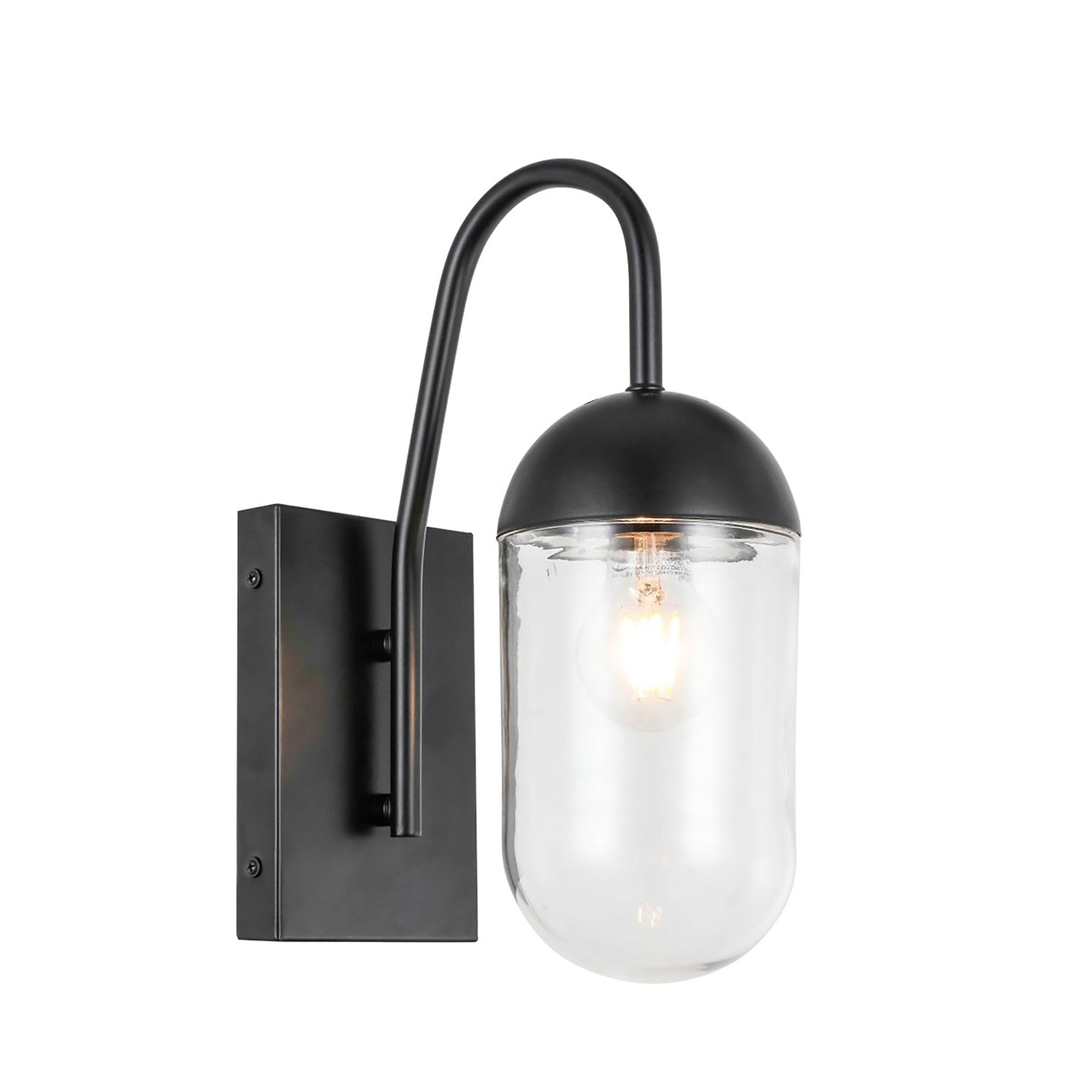 Living District Black And Clear Glass Wall Sconce, 1 Light Modern Ceiling Fixture