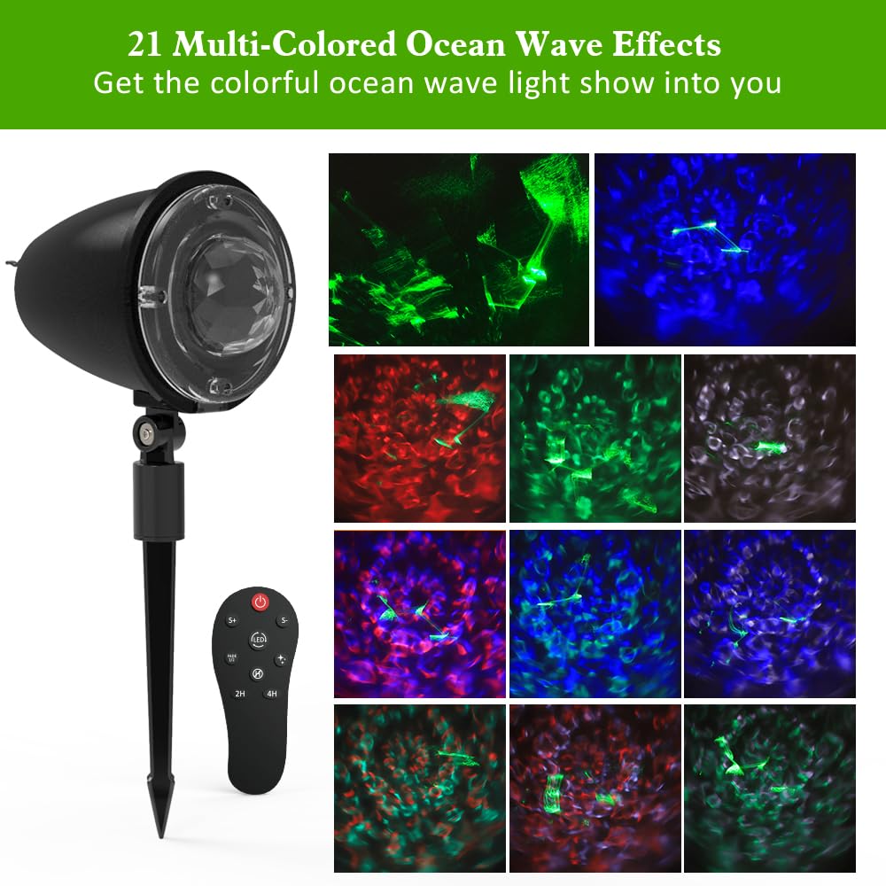 Halloween Laser Projector Lights Syslux Outdoor Projector Light 21 Colors Ocean Ripple Projection With Remote Control For Christmas Thanksgiving Indoor Wedding Garden Party Holiday Decorations
