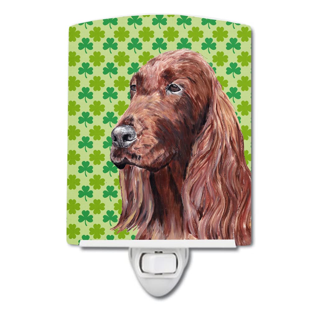 Carolines Treasures Ceramic Night Light, Irish Setter Lucky Shamrock, UL-Certified, 6x4x3in, Multicolor, Model SC9566CNL
