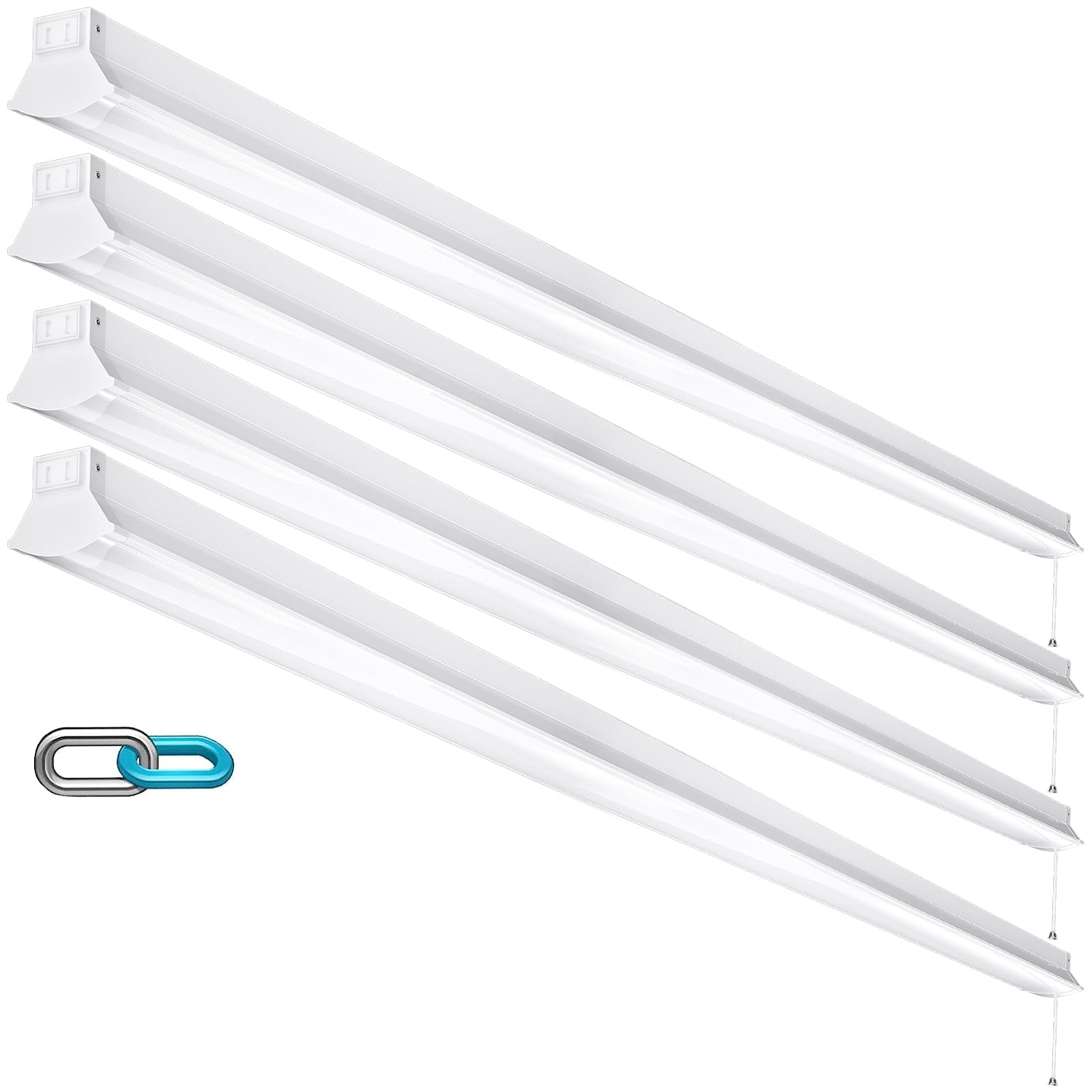 FAITHSAIL 8FT LED Shop Light, 110W, 12000 LM, 5000K, Metal, White, 4 Pack