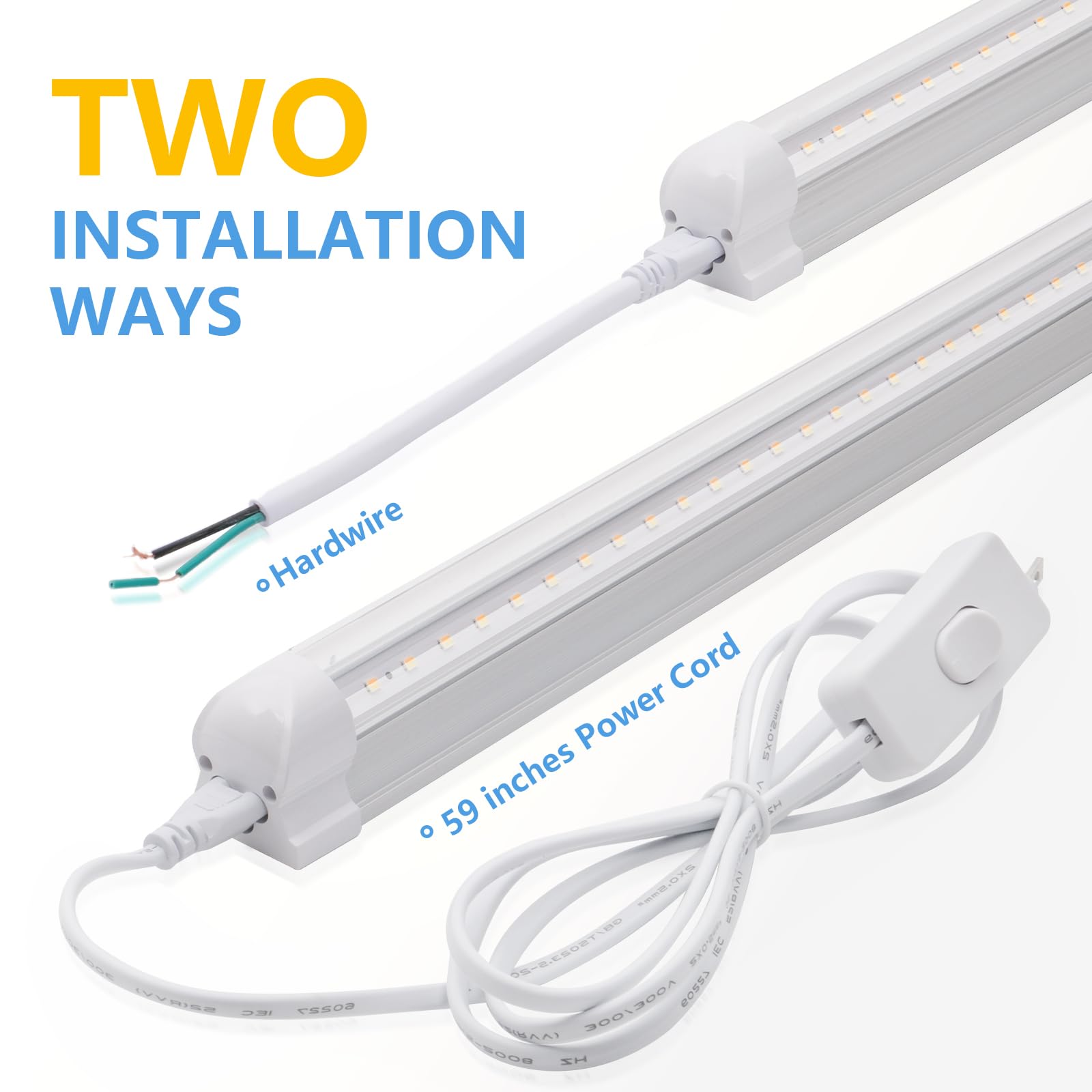 Jomitop 2Ft T8 Led Garage Shop Light Fixture,3-Color 3000K 4000K 6000K Linkable 20W Ceiling And Utility Light For Under Cabinet