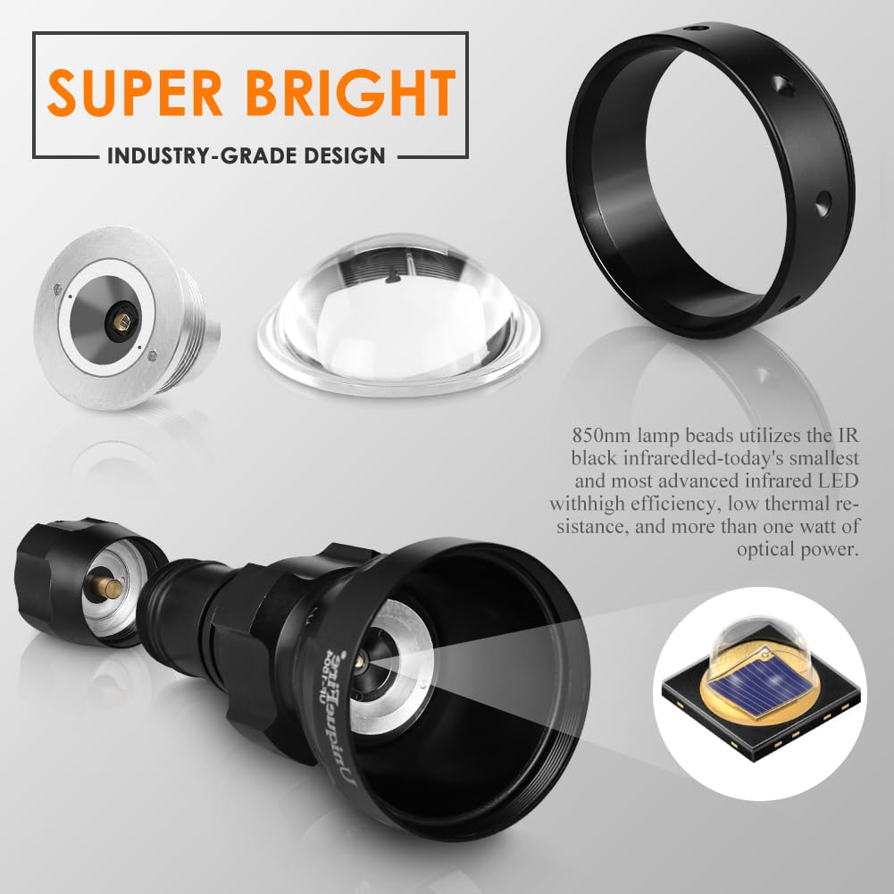 Uniquefire 1503 850Nm Ir Illuminator Flashlight Lights For Night Vision 50Mm Lens Zoomable Infrared Spotlight With 3 Modes Memory Ir Flashlight Coyote Night Fishing Ir Light