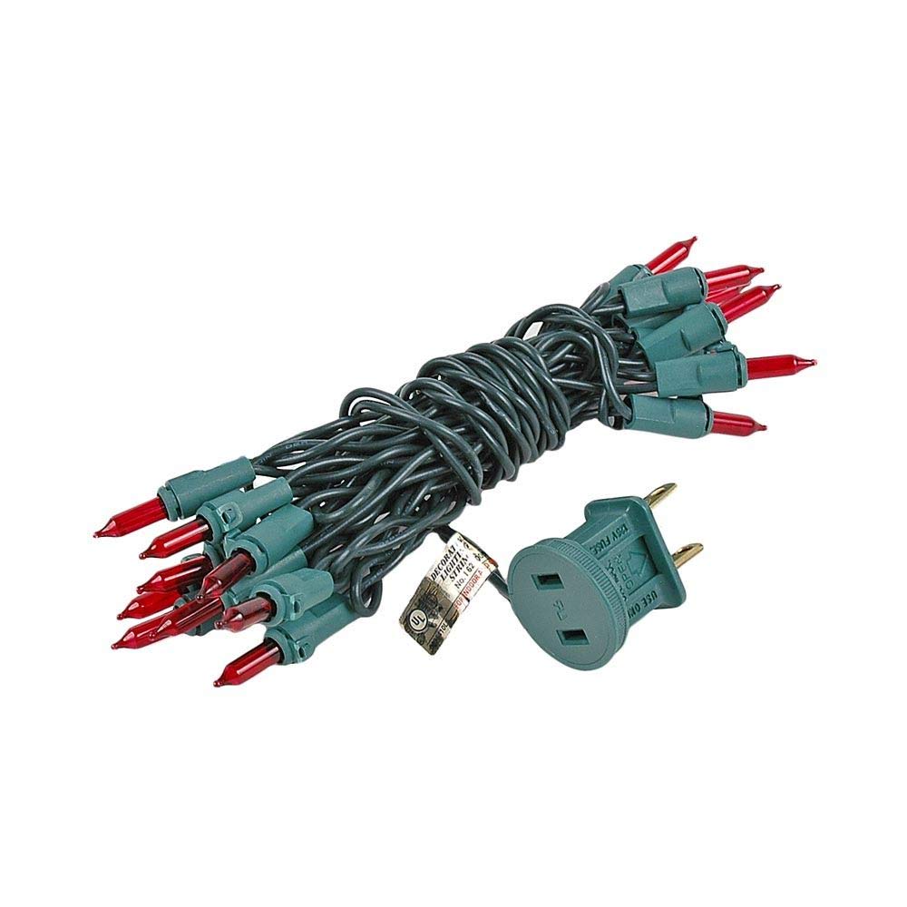 Novelty Lights Red Mini Light String, 8.5ft, 20 Bulbs, Incandescent, Green Wire, 4in Bulb Spacing, Model CG20/NS-G-RE