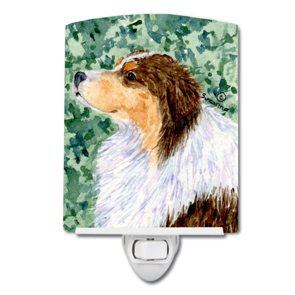 Carolines Treasures Ceramic Night Light, Australian Shepherd, 6x4x3in, Model SS8738CNL, UL-Certified, Ideal for Bedroom/Bathroom/Nursery