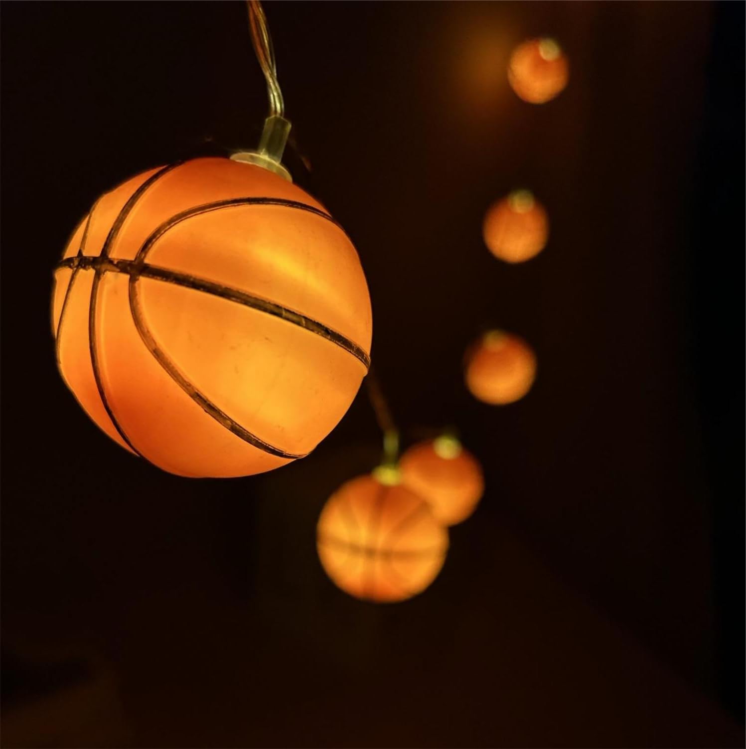 Yeamar Basketball String Lights, 14Ft 20 Led Battery Powered Indoor, Sports Decoration Ball Sport Theme Party Decorative Lights,Birthday Decorations,Football Lovers Gift(8Mode)
