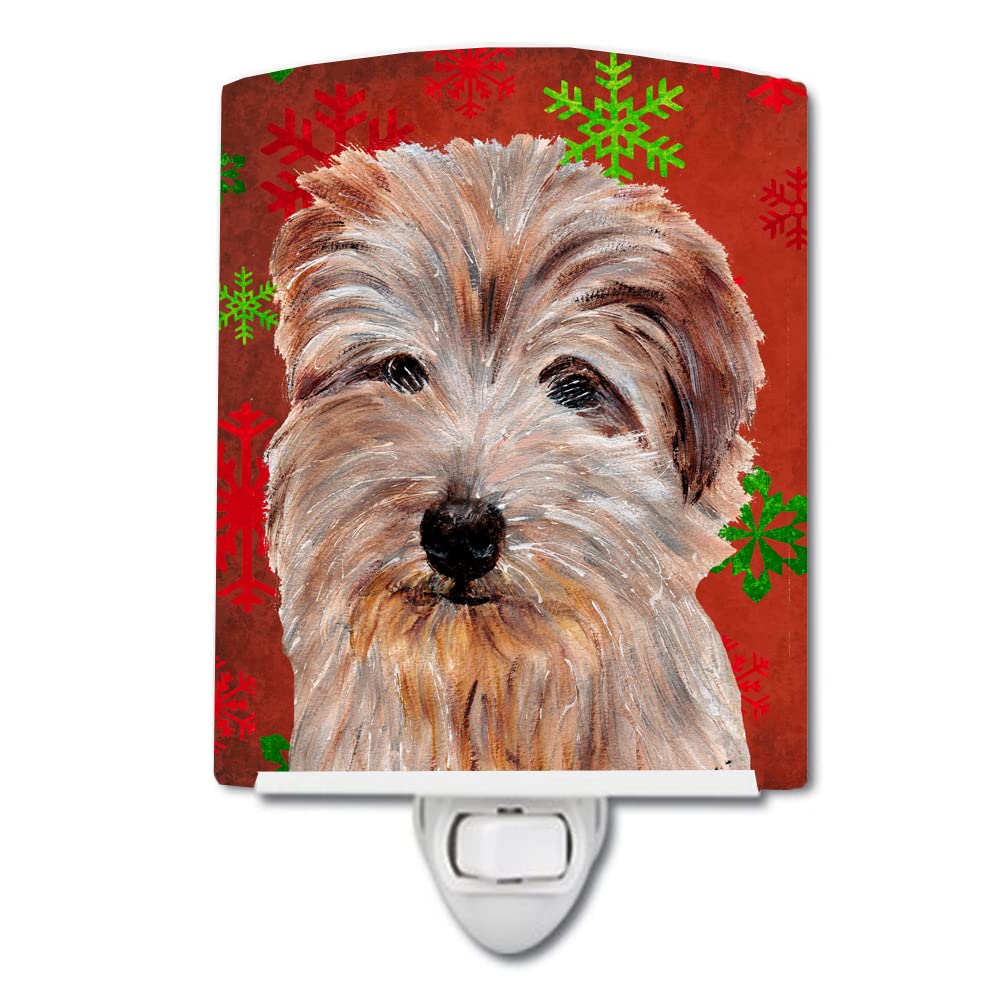 Carolines Treasures Ceramic Night Light Norfolk Terrier Red Snowflakes 6x4x3 Multicolor Model SC9760CNL