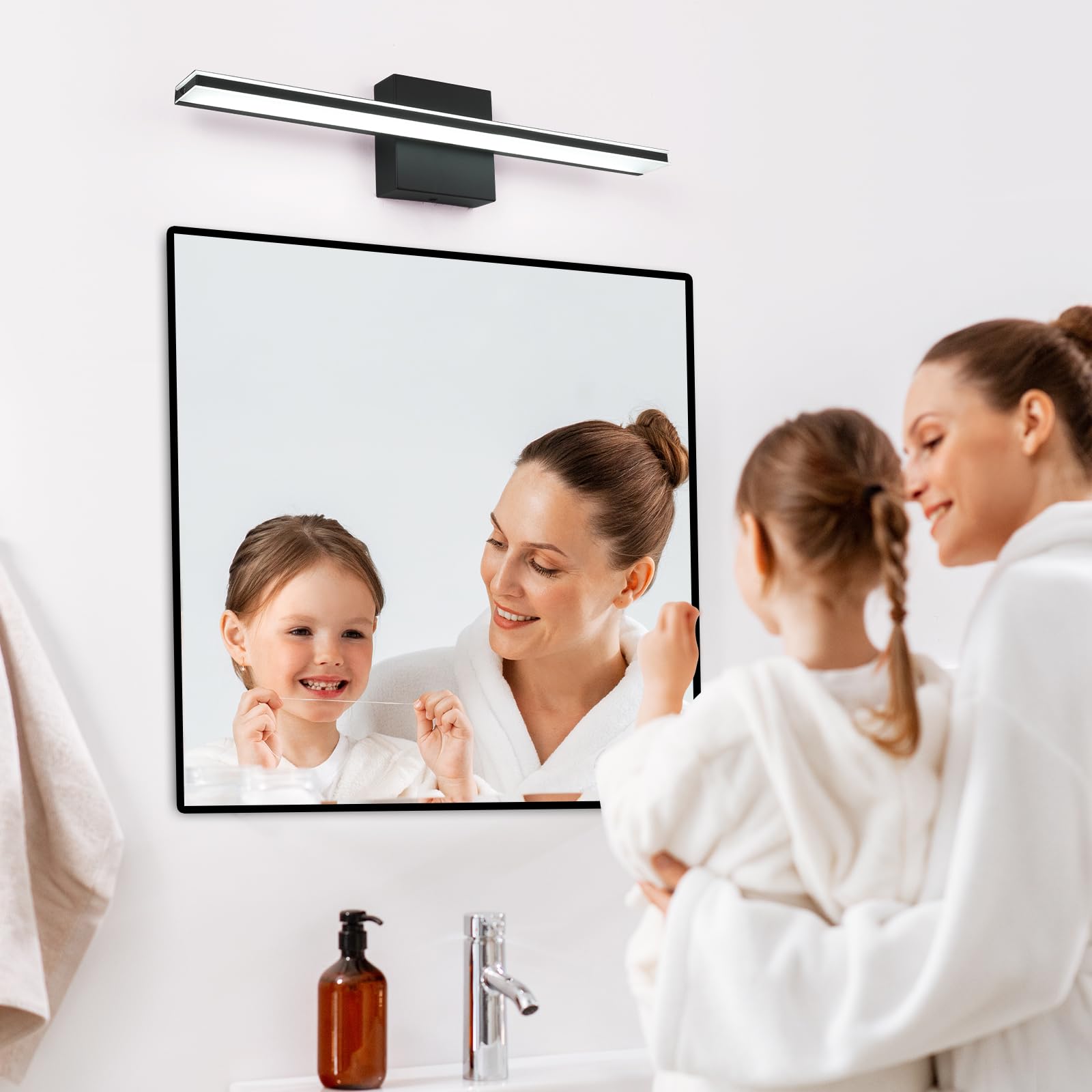 Brivolart Black Led Vanity Light Bar, 12W 20 Inch Modern Acrylic Wall Sconce, Ip44 Bathroom Fixture, Cool White 6000K, Model 6420