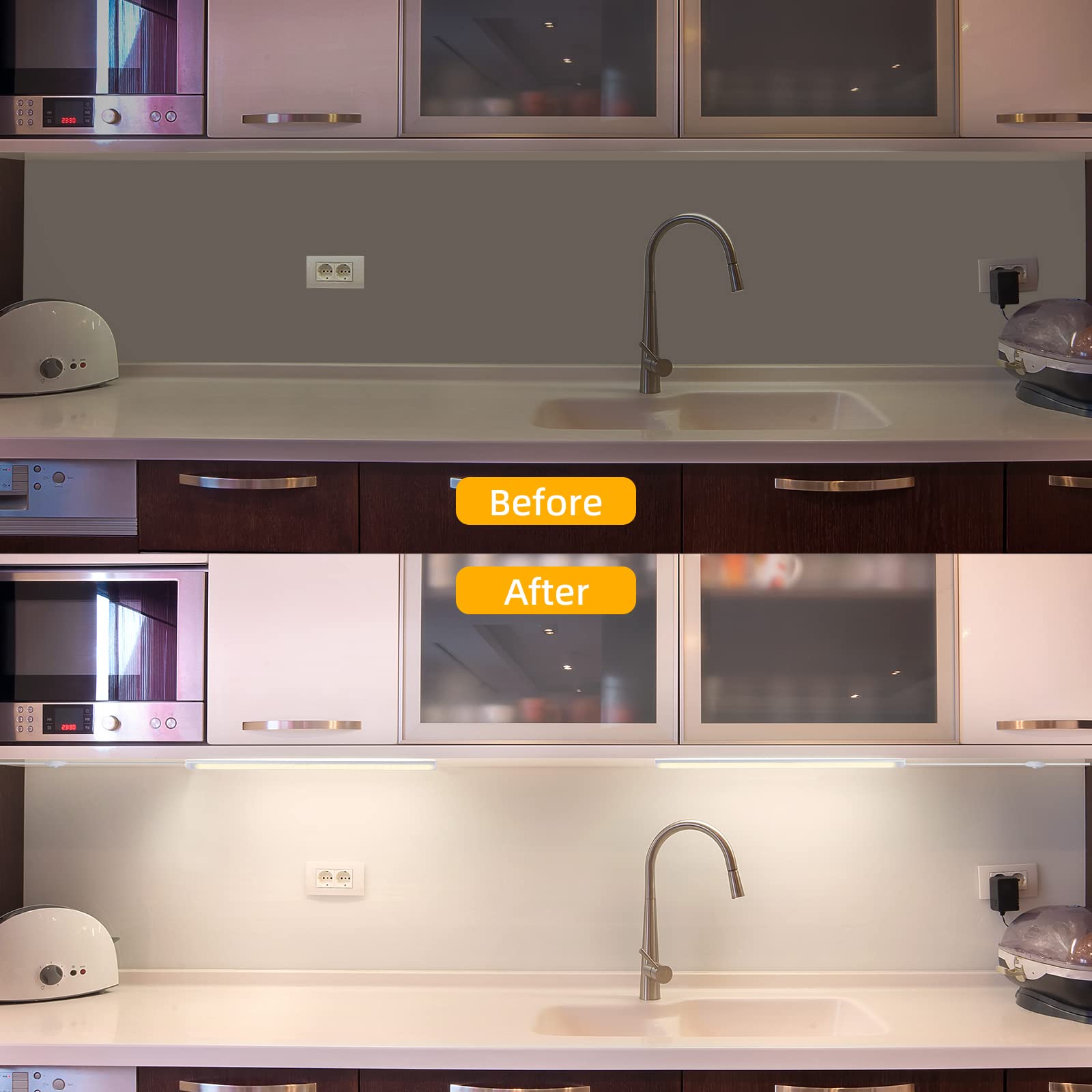 Under Cabinet Lights Plug In, 3 Pcs 12 Inch Thin Under Cabinet Lighting, Natural White Under Counter Lights For Kitchen, Dimmabl