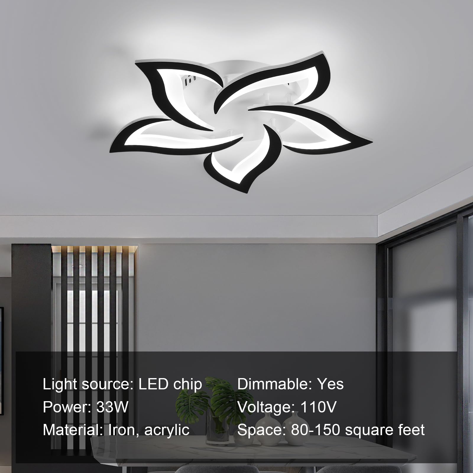 Jaymp 25.6'' Flower Shaped Ceiling Light Dimmable Modern Ceiling Lamp Remote Control Led Lighting Fixture For Bedroom Dining Roo