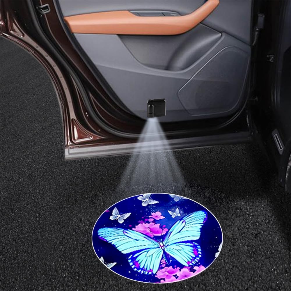 Lmzljz 2Pcs No Fade Car Door Lights Butterfly Door Lights Logo Projector Led Shadow Light Welcome Lamp Car Accessories Butterfly Gifts For Women Suitable For All Brands Vehicles Motorcycle