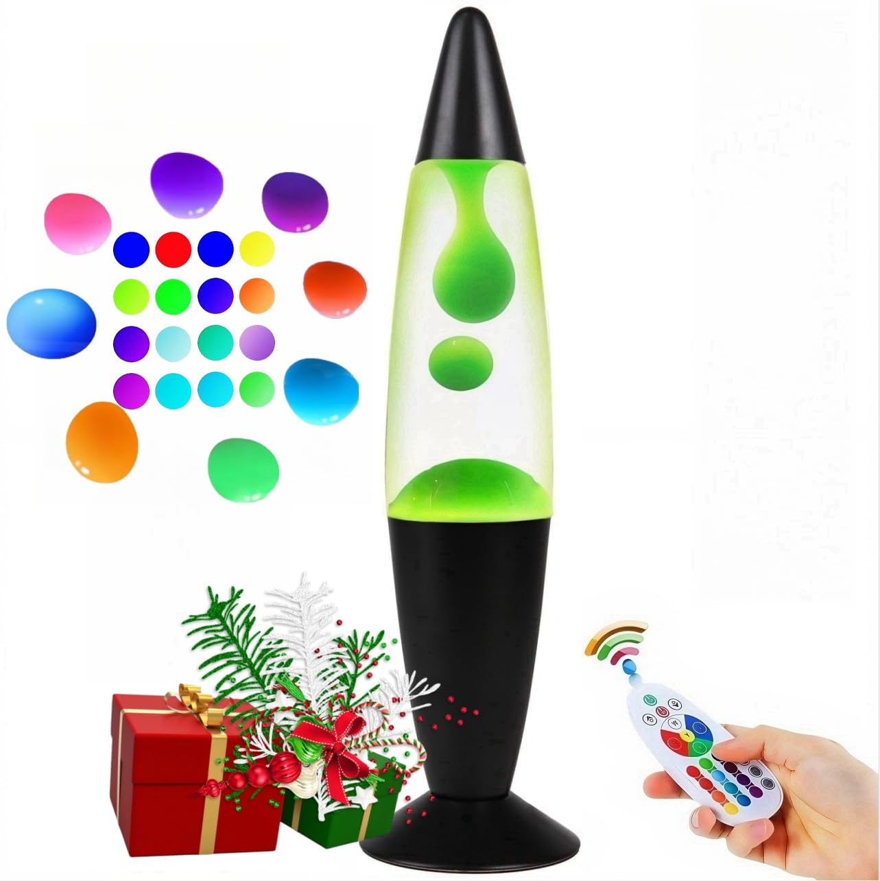 ORDERSOON 13" LED Magma Motion Lamp - 16 Color Changing Night Light, Black, Relaxing Home Decor Gift for All Ages