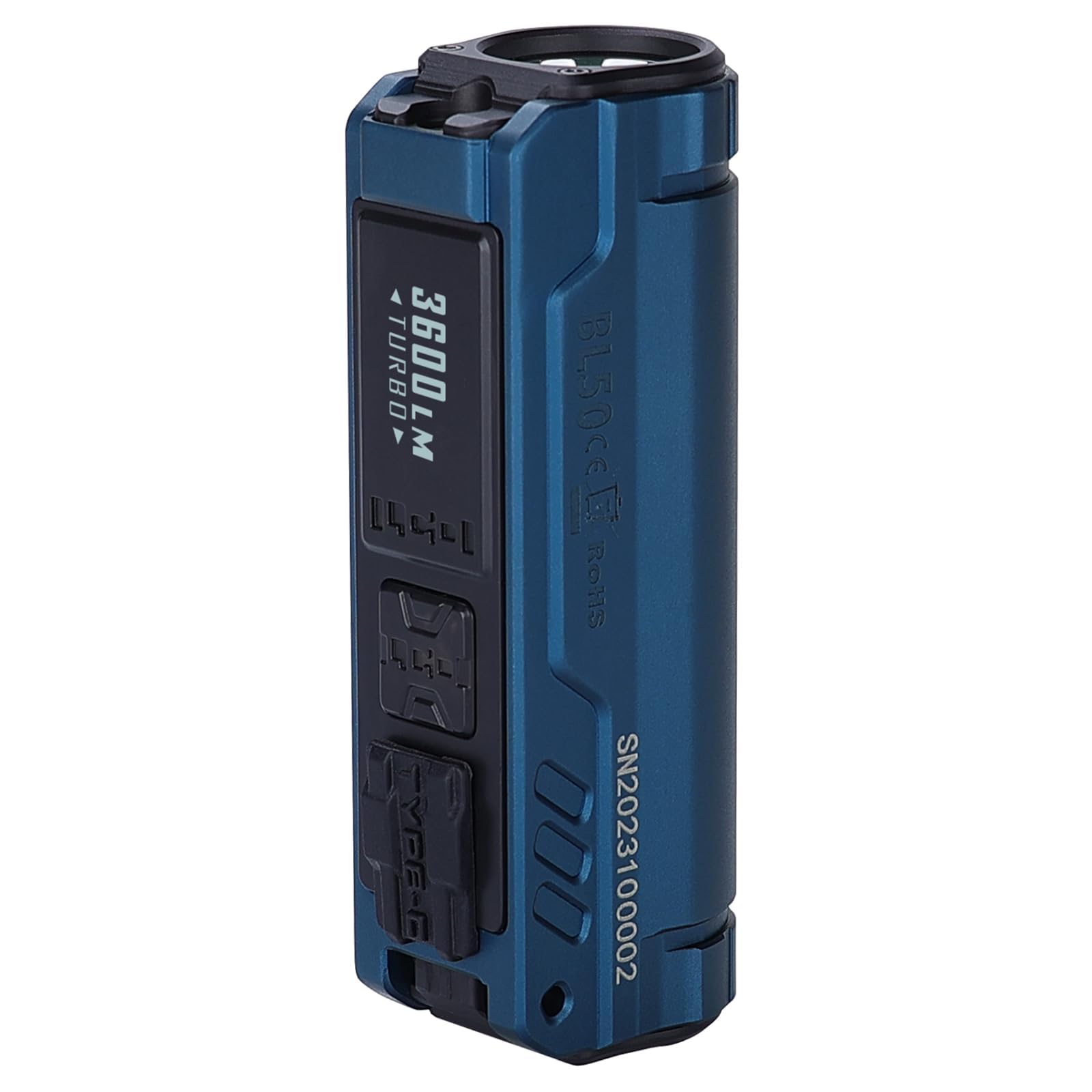 IMALENT BL50 Rechargeable EDC Flashlight, 3600 Lumens, UV & White LED, Aluminum, Blue