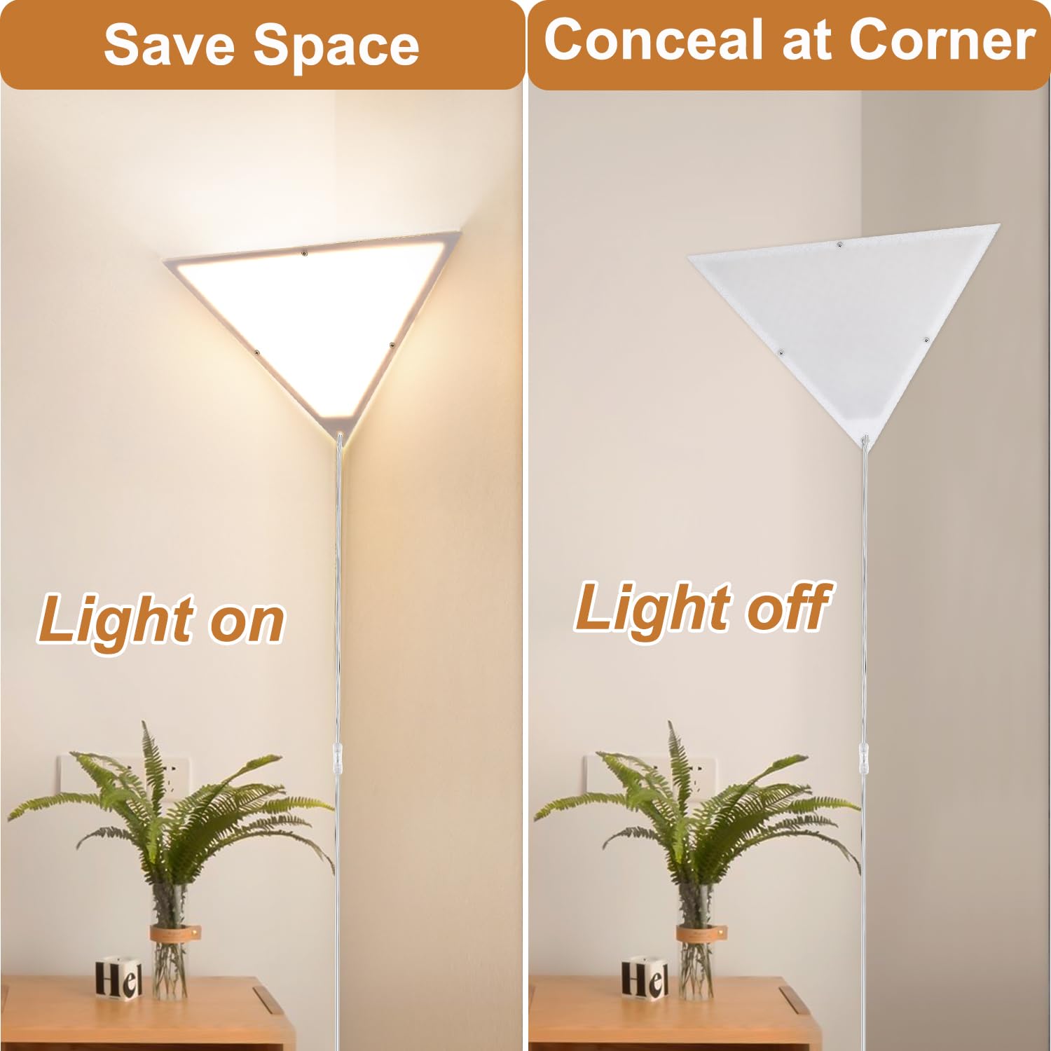 Haultop Corner Lights - Modern Plug-in Metal Ceiling Light, 2 Pack, 8.2FT Cord, Ideal for Living Room, Bedroom, Office