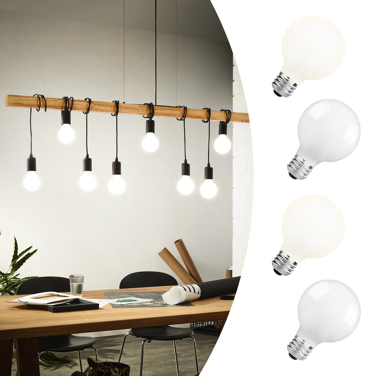 Omed G80/G25 Dimmable Vanity Light Bulbs Daylight White 4000K, 6W Led Globe Light Bulbs 60 Watt Equivalent, 600 Lumens Bright Wh