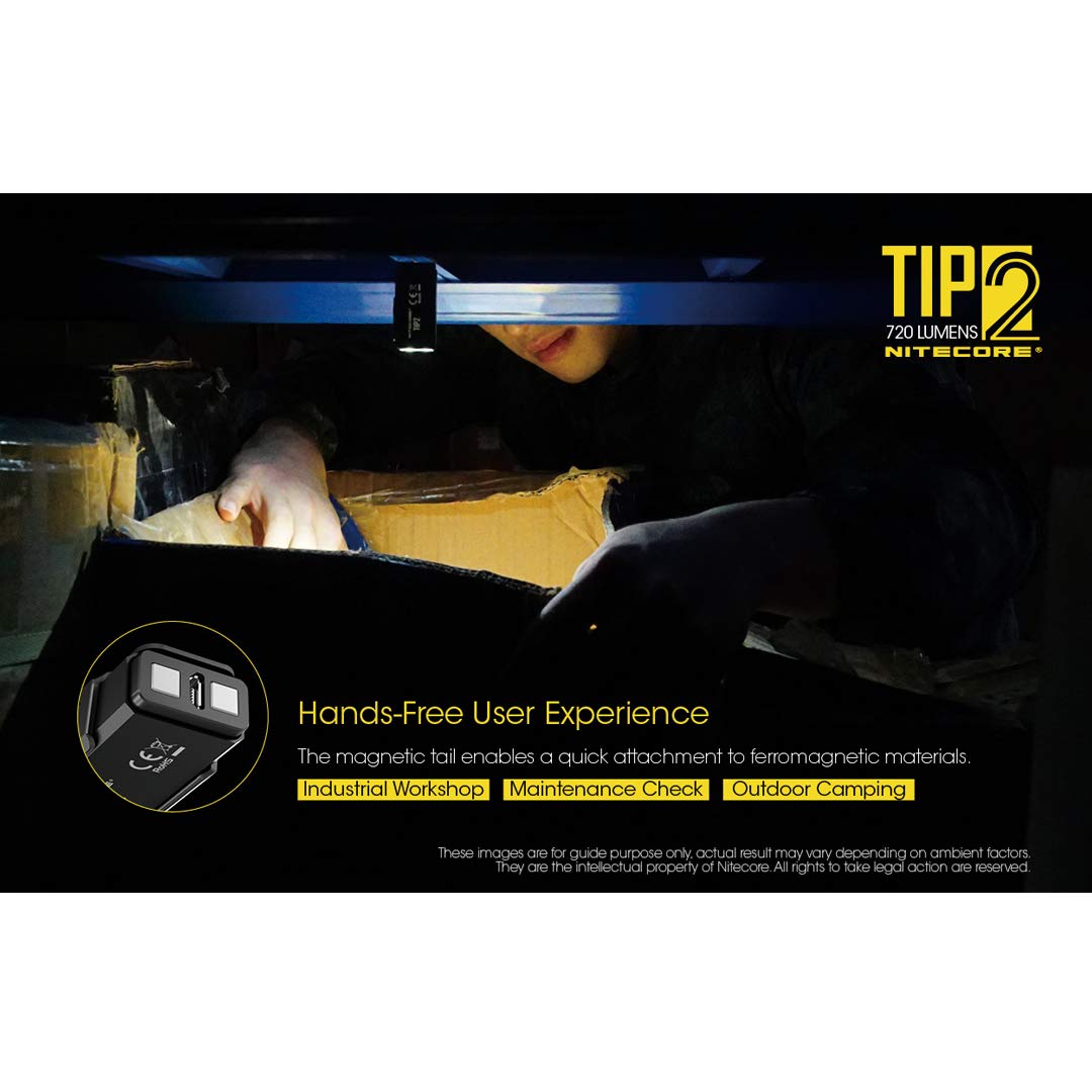 Nitecore Tip 2 (Tip2) Keychain Flashlight, 720 Lumen Led High Lumen Usb Rechargeable For Edc Pocket With Lumentac Charging Cable