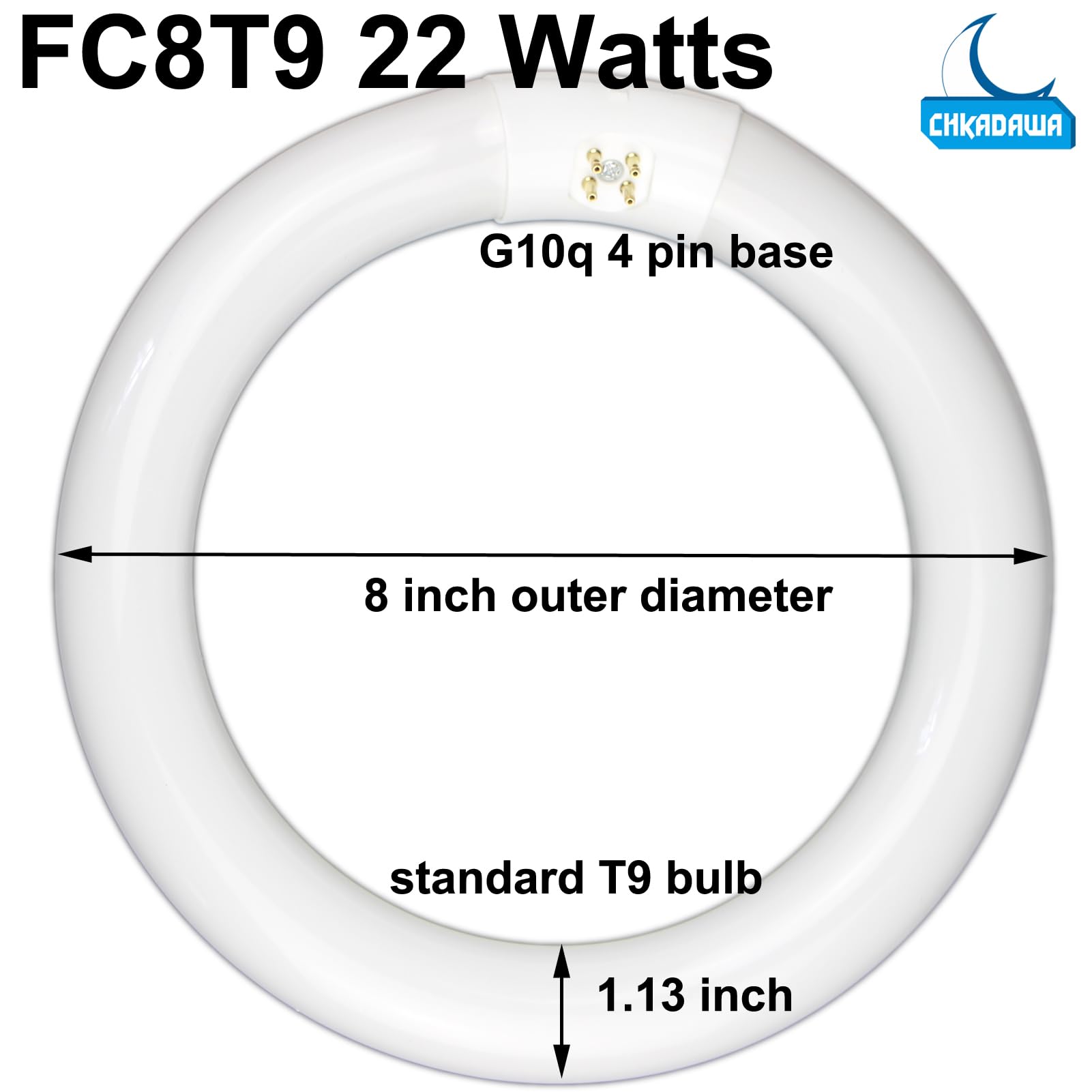 Fc8T9 22W And Fc12T9 32W Daylight Set , Round Fluorescent Bulb 8 Inch T9 22 Watts & Circular Light Bulbs 12 Inch 32 Watts Kit, C