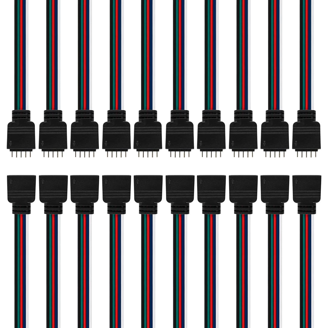 BTF-LIGHTING 10 Pairs 15cm 5PIN JST SM Male/Female 24AWG Wire Cable Connector Plug for 5050SMD FCOB RGBW LED Strip Light